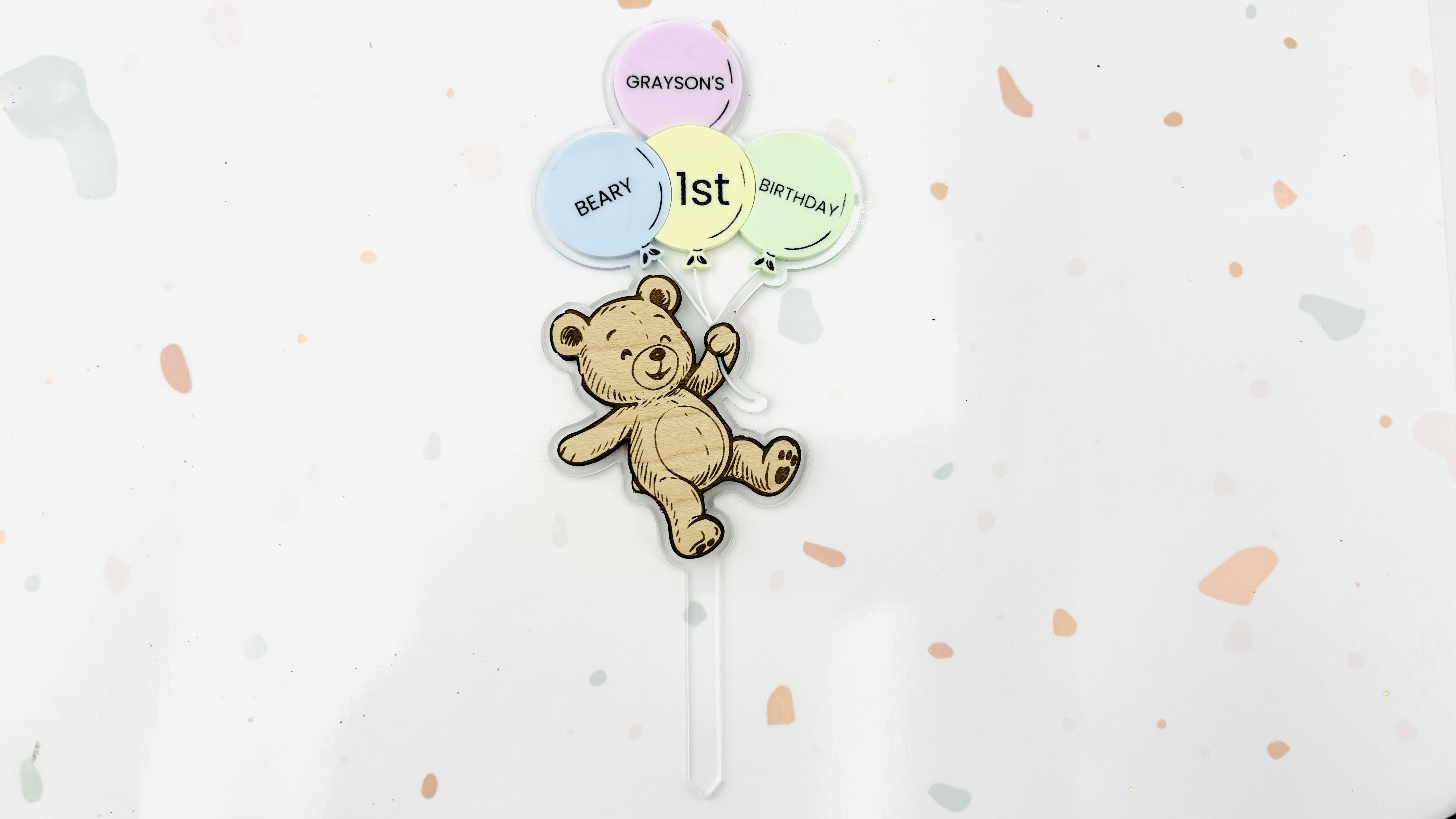 Beary First Birthday Cake Topper