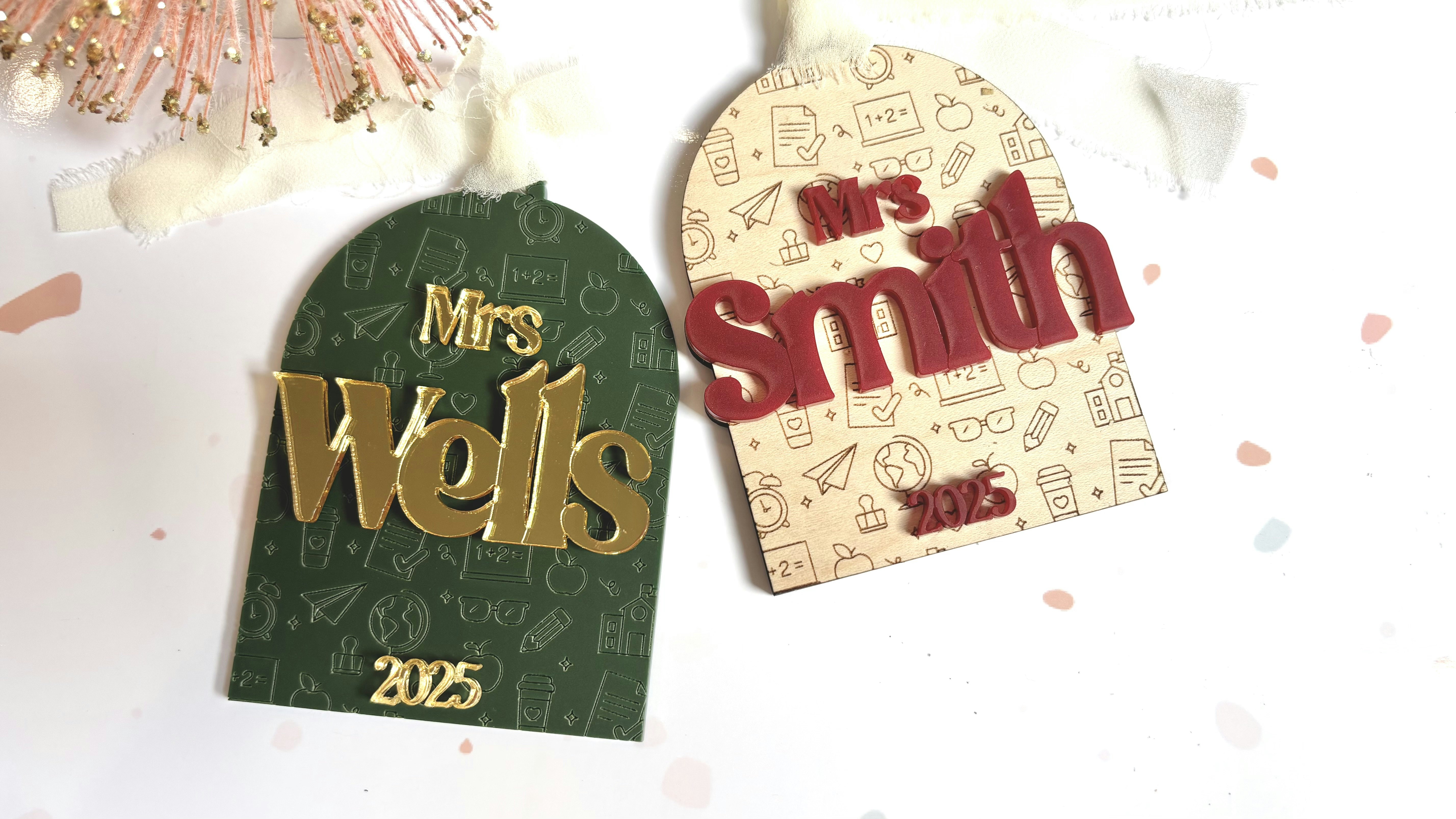 Teacher Patterned Backer Ornament