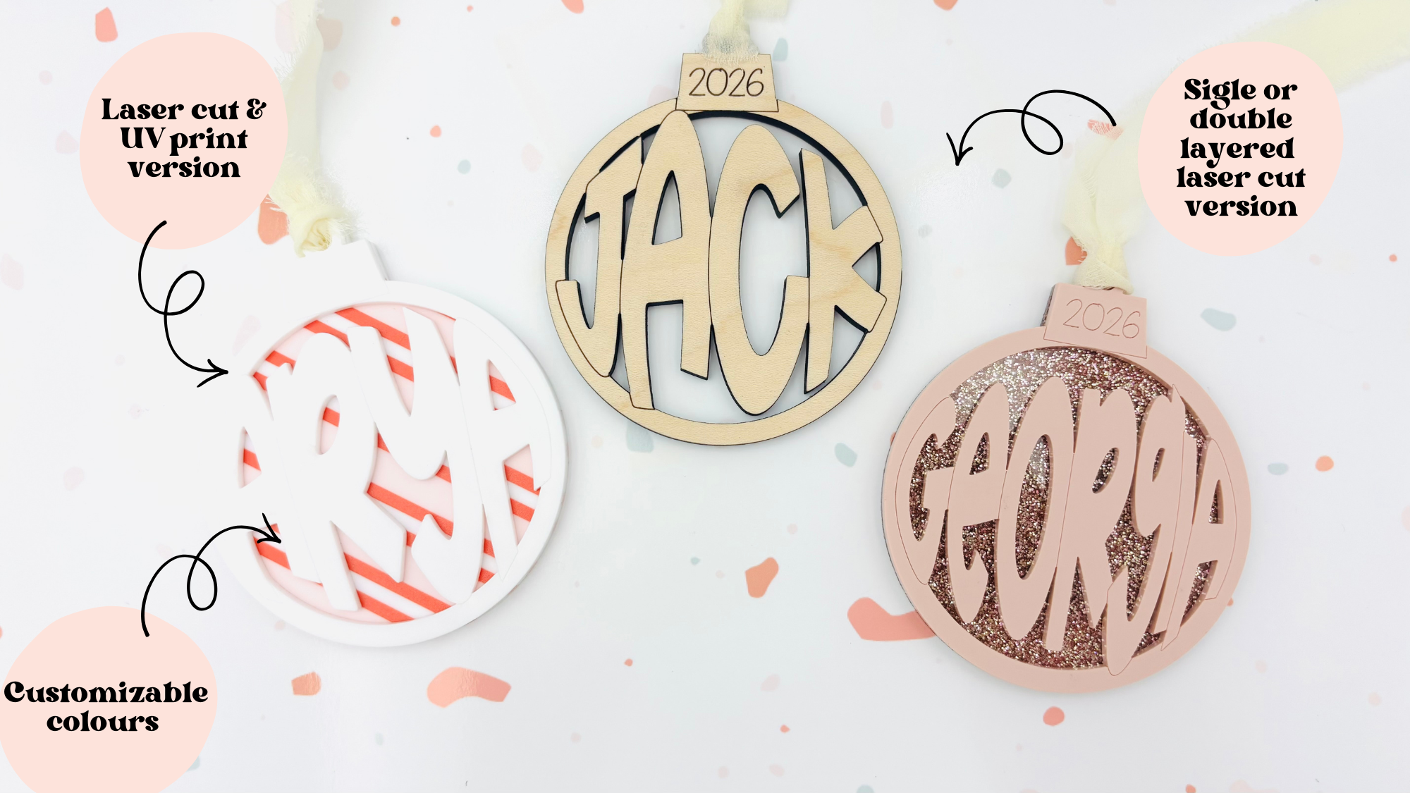 Warped Name Ornament