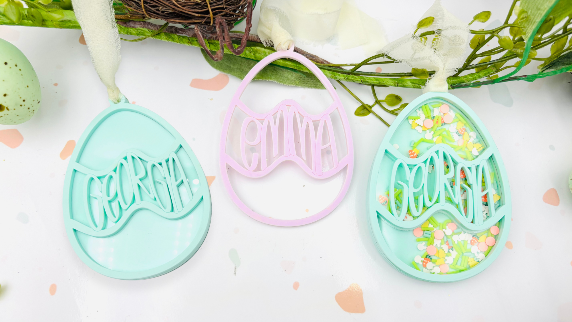 Warped Text Easter Egg tag or Shaker