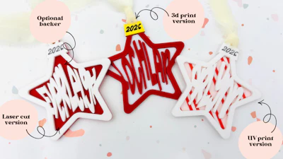 Warped Name Star Ornament