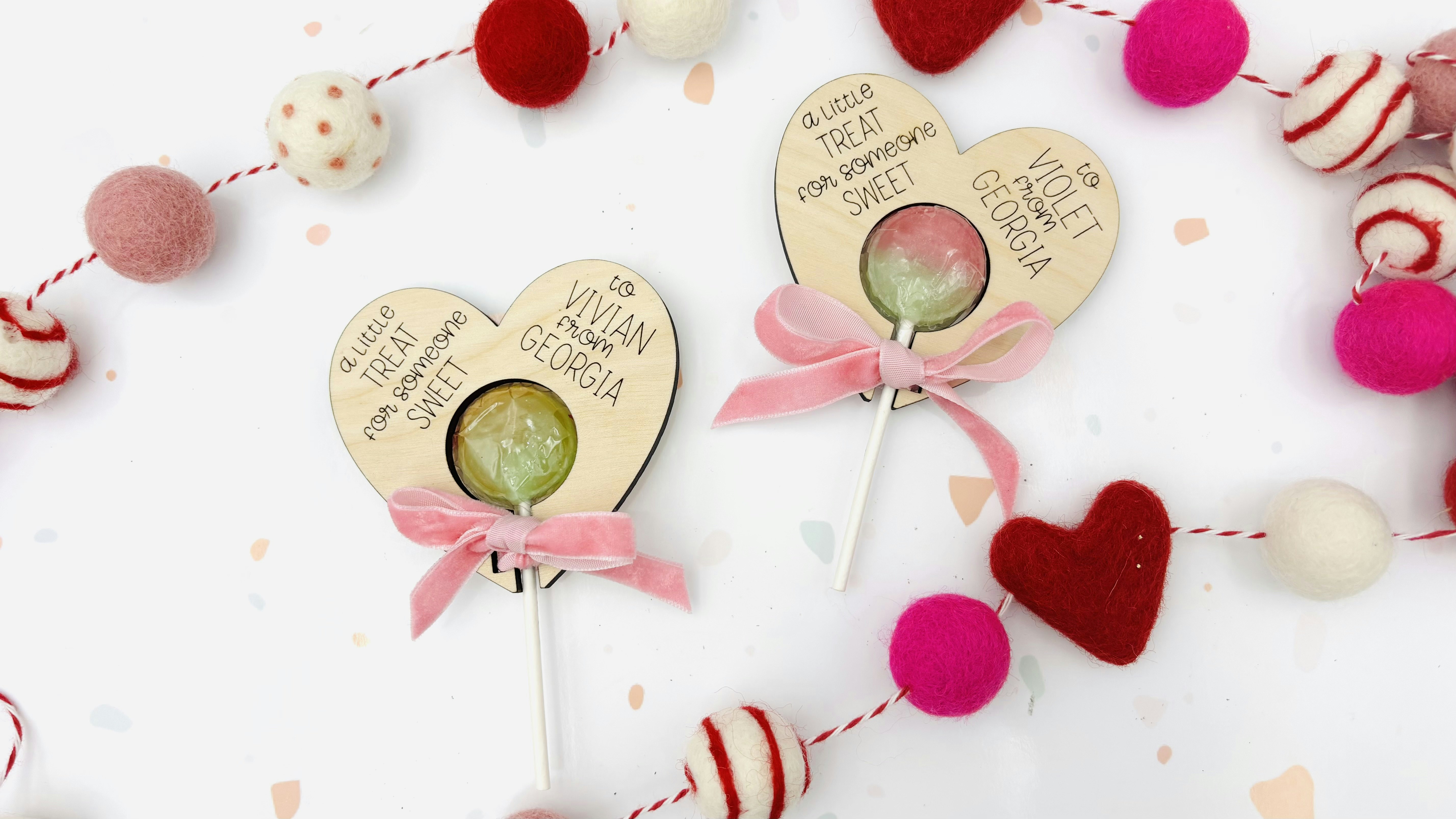Wood Valentines Lollipop Labels