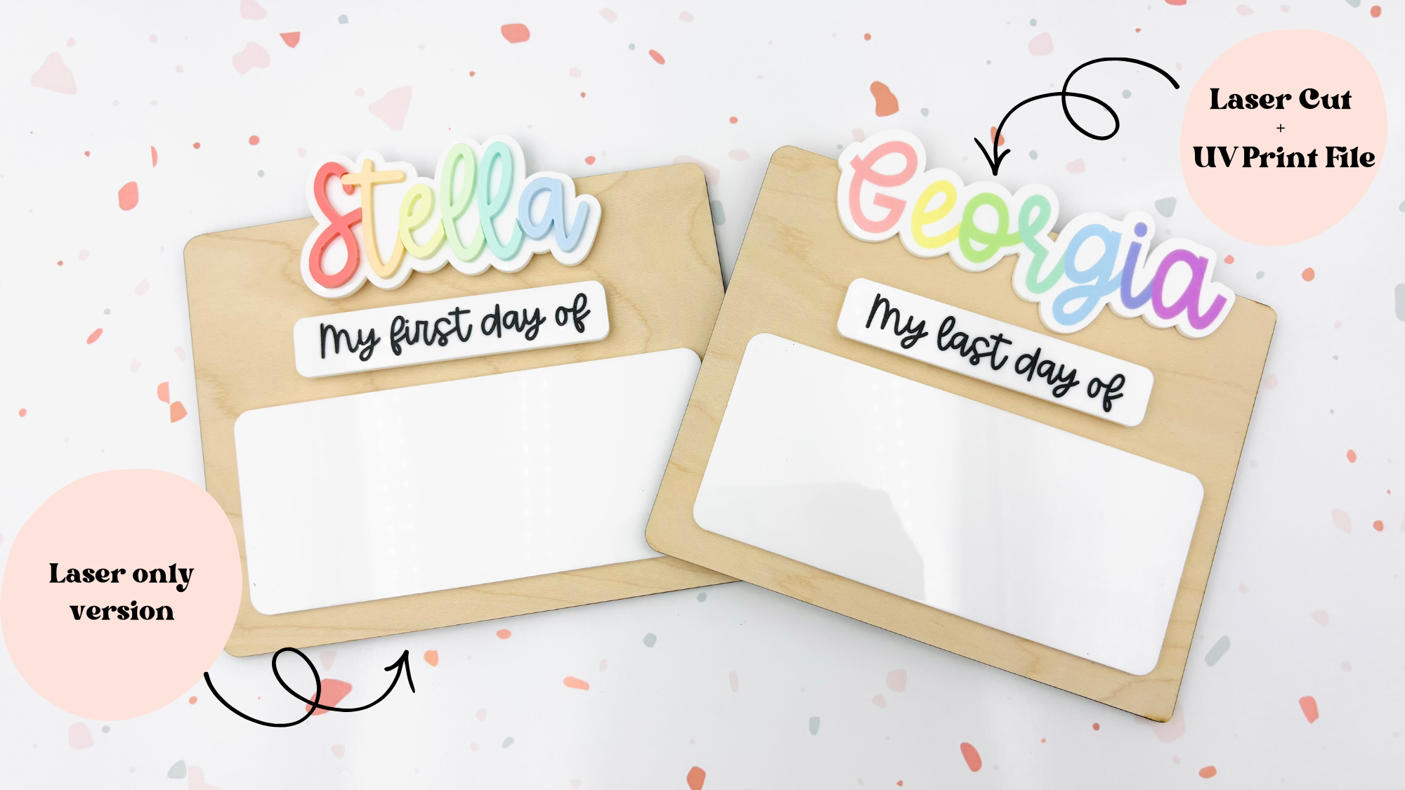 Rainbow Name Simple First and Last Day of School Board