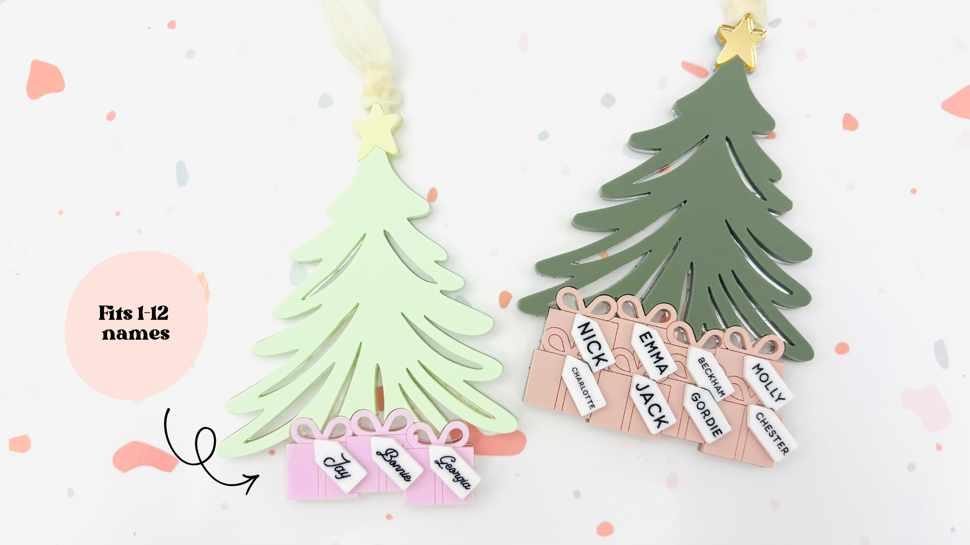 Christmas Tree with Family Gifts Ornament