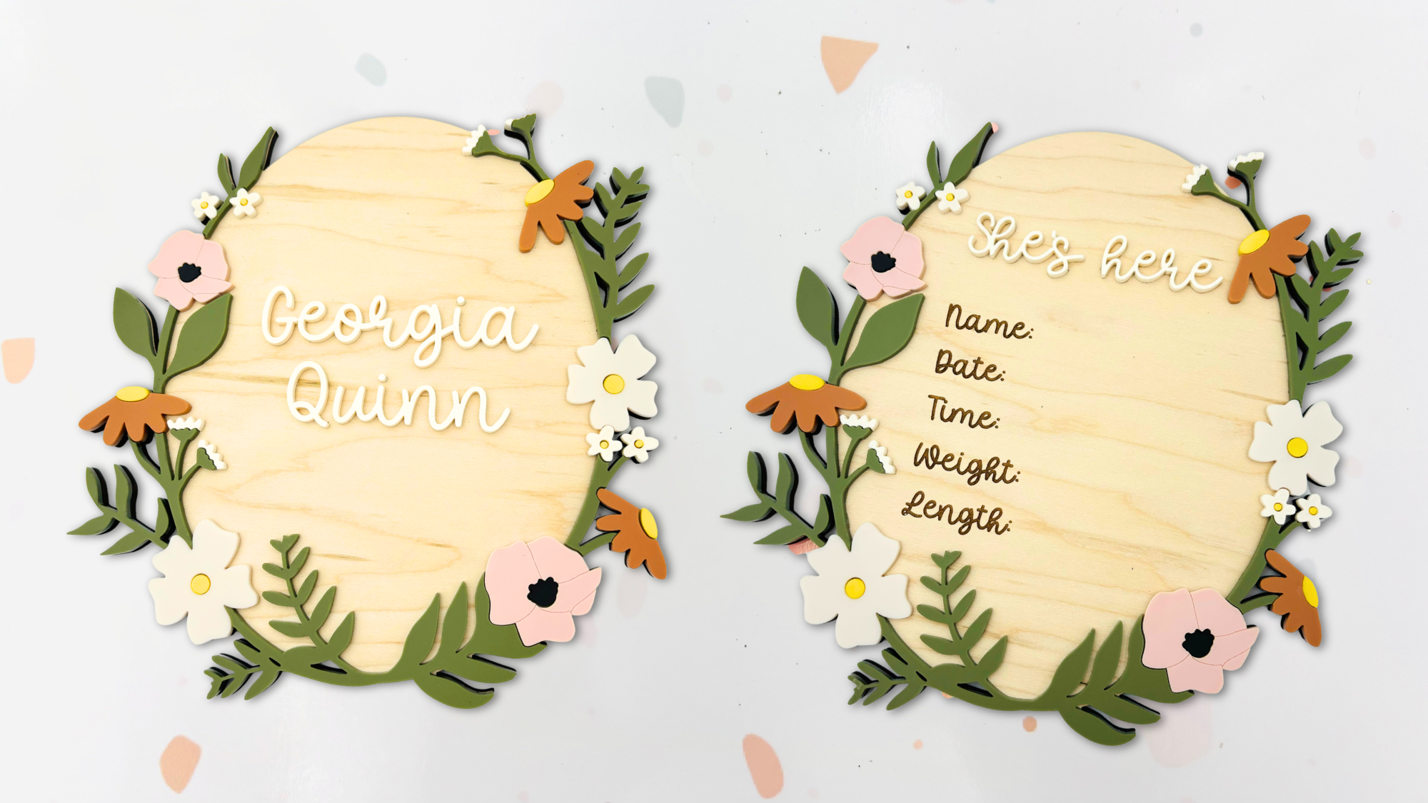 Floral Nursery Sign/Birth Stats Sign