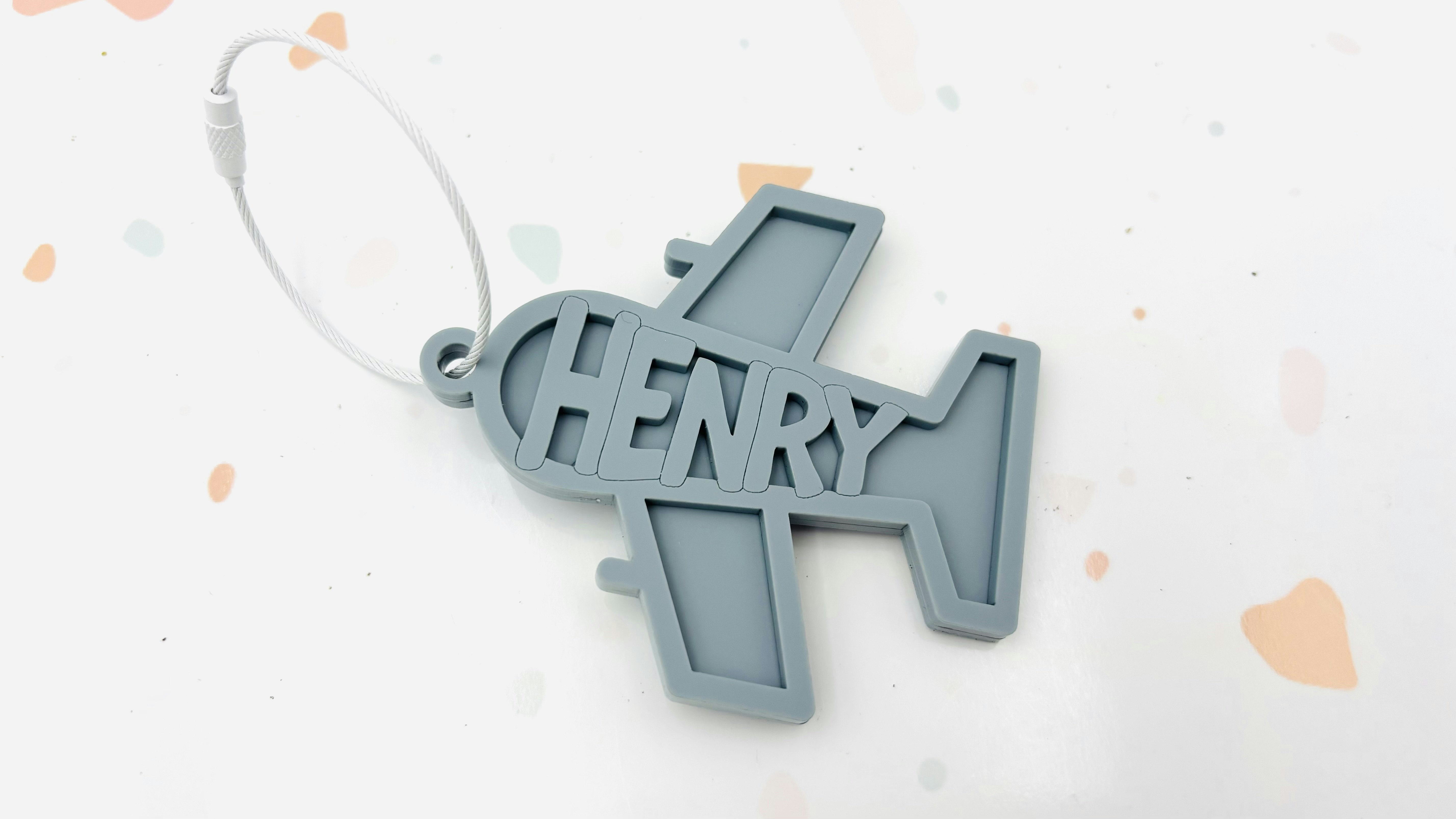 Warped Text Airplane Bag Tag