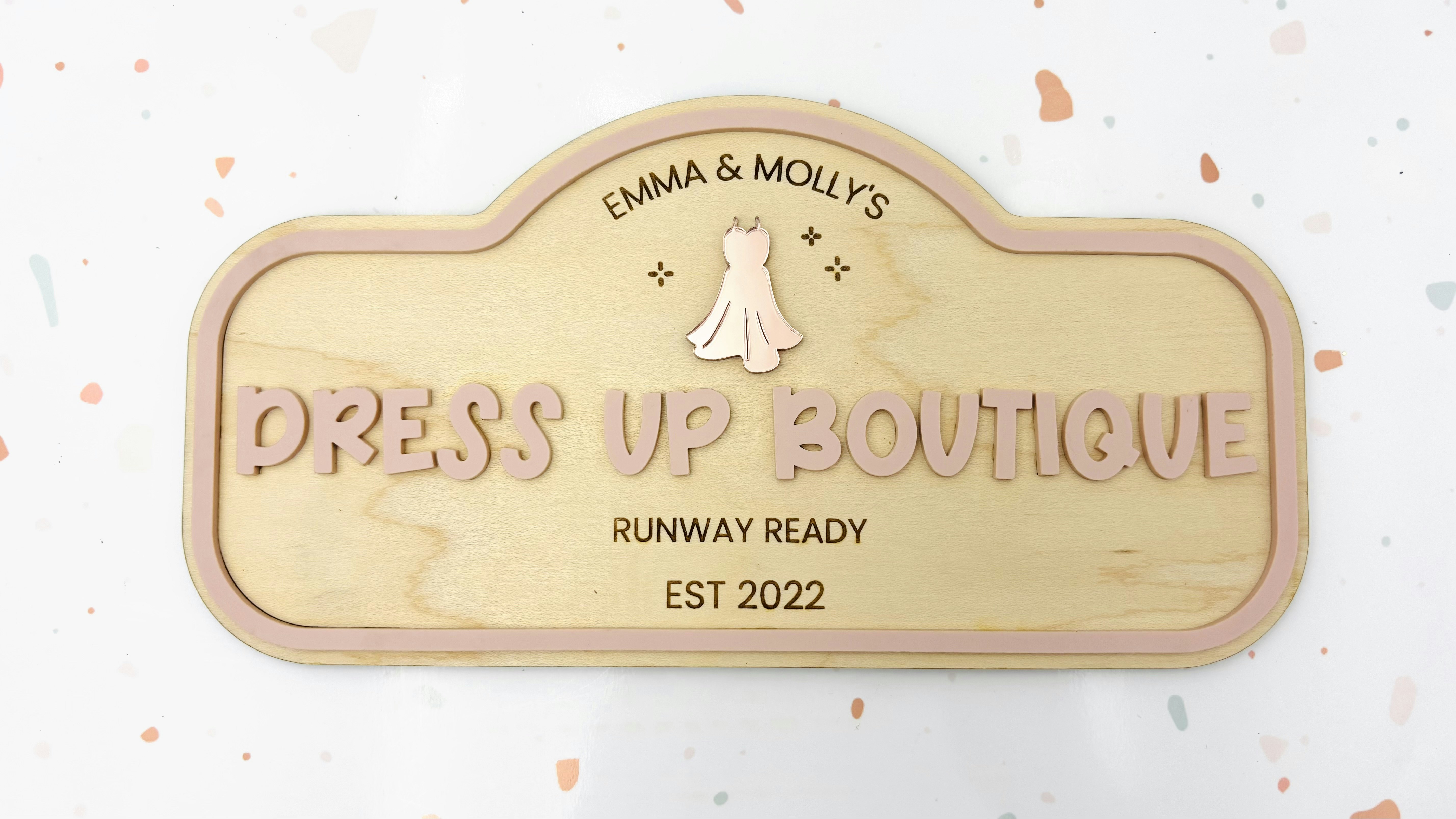 Pretend Play Dress Up Boutique Sign