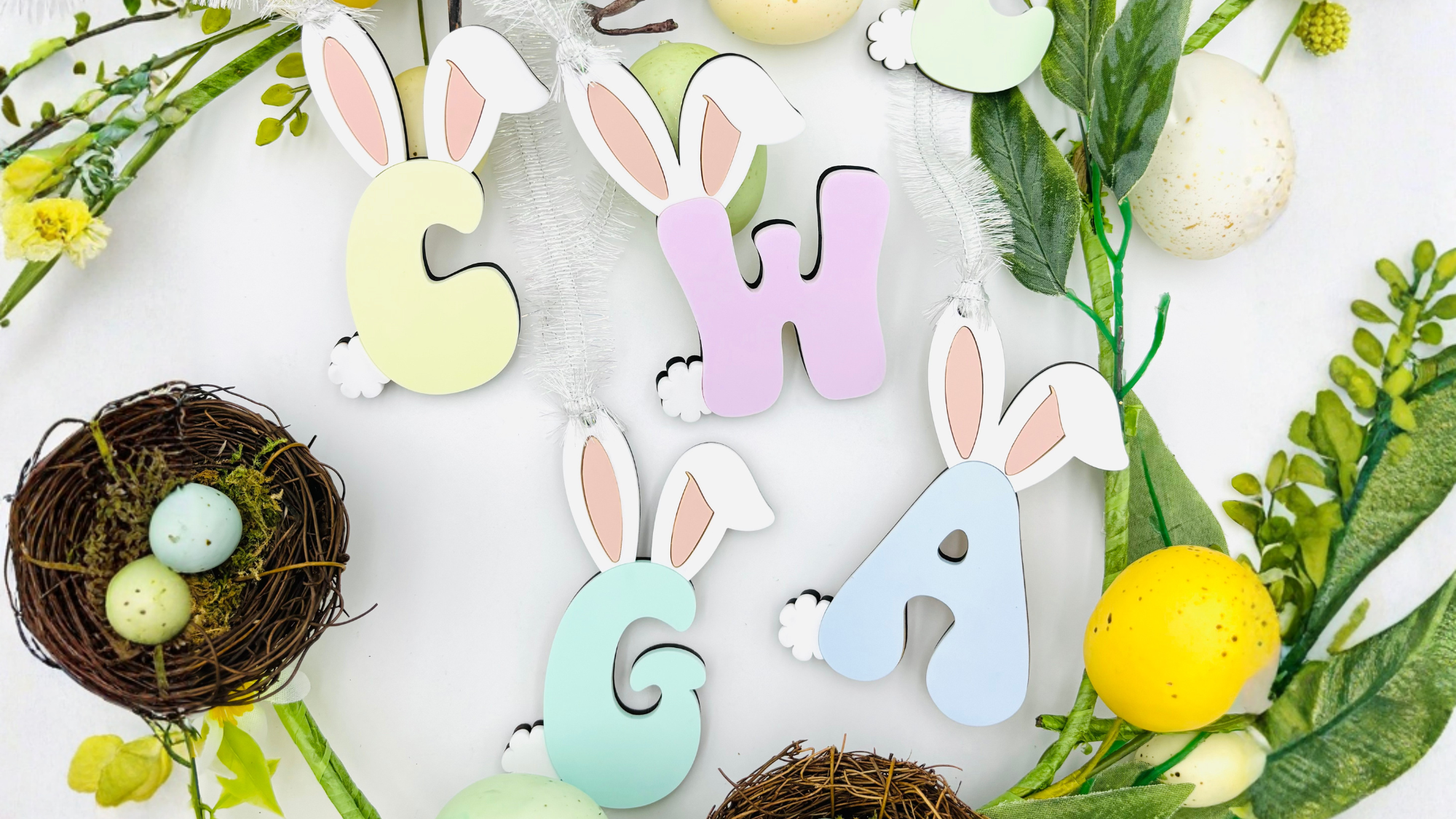 Bunny Initial Easter Basket Tag