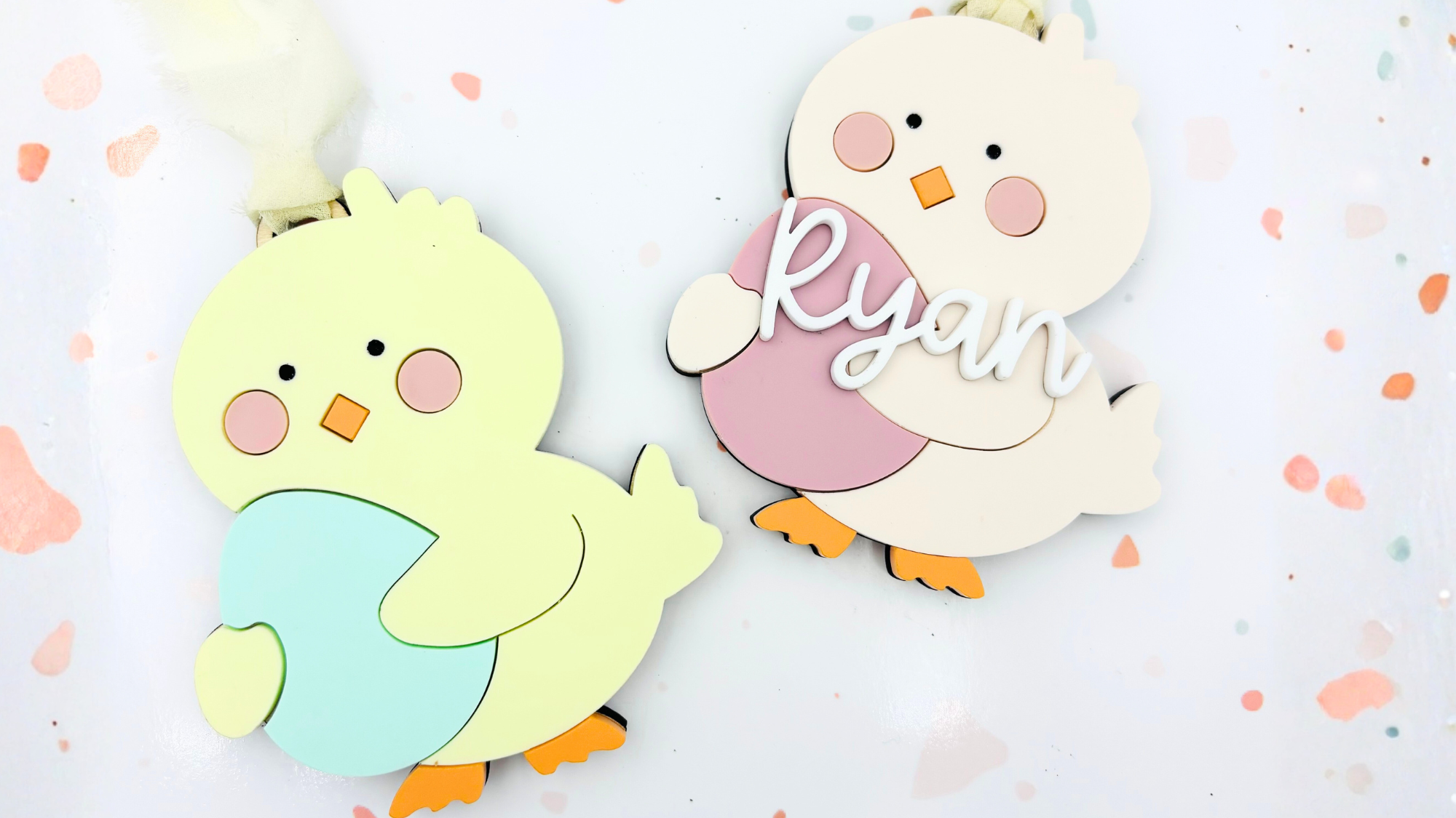 Chick with Egg Easter Basket Tag