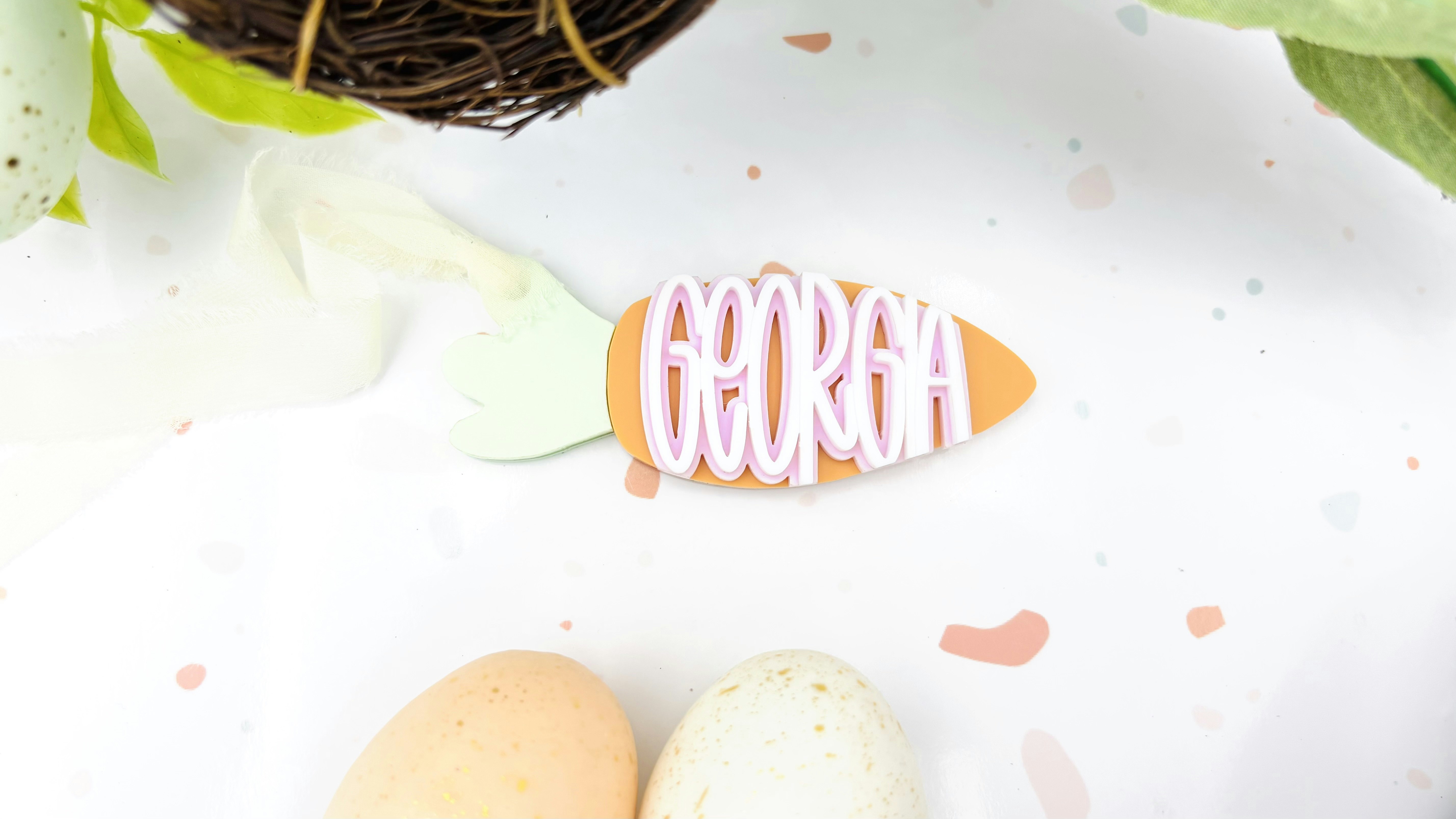 Double Layered Name Carrot Easter Tag