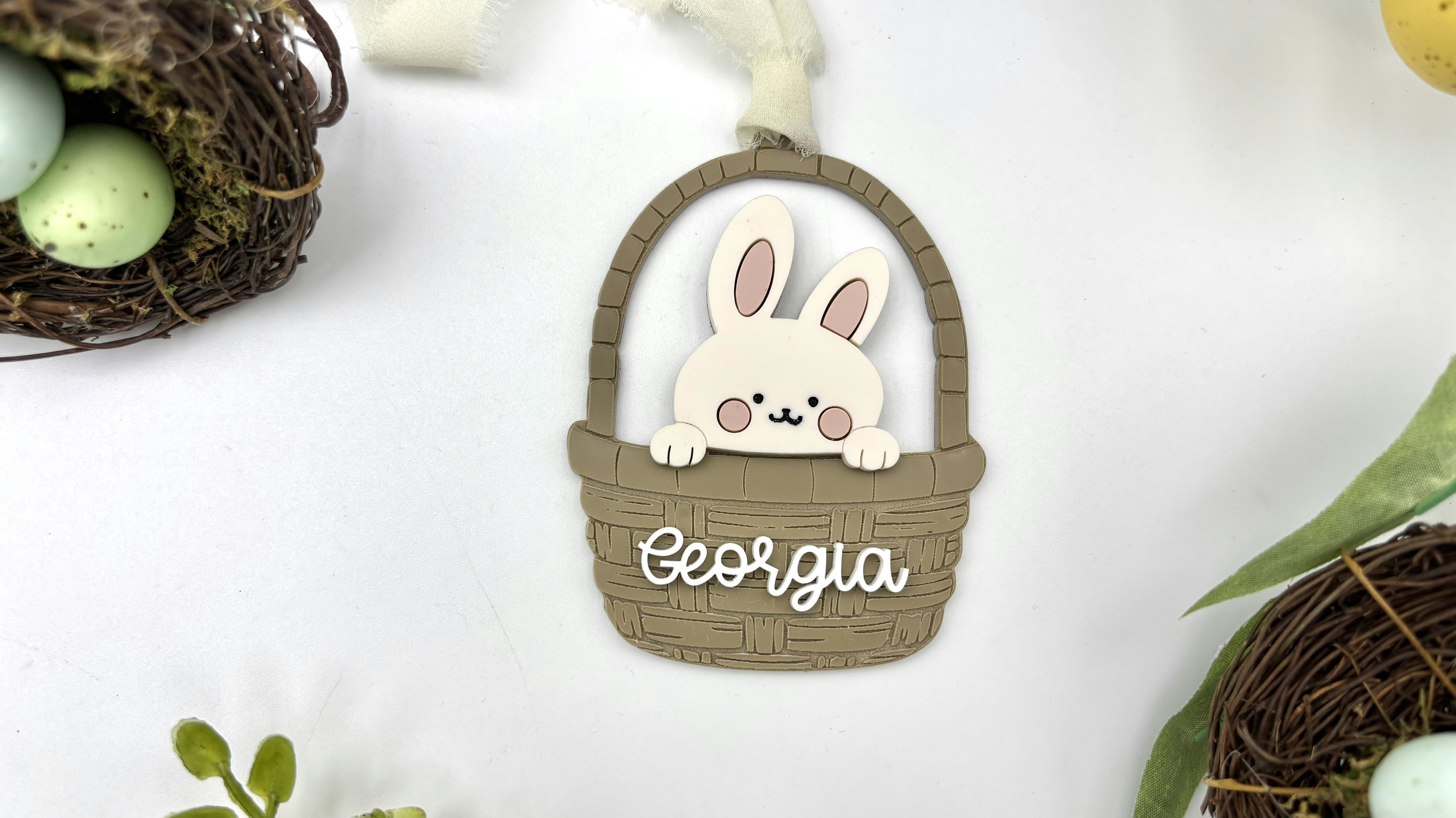 Bunny in Basket Easter Tag