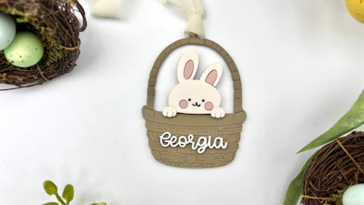 Bunny in Basket Easter Tag