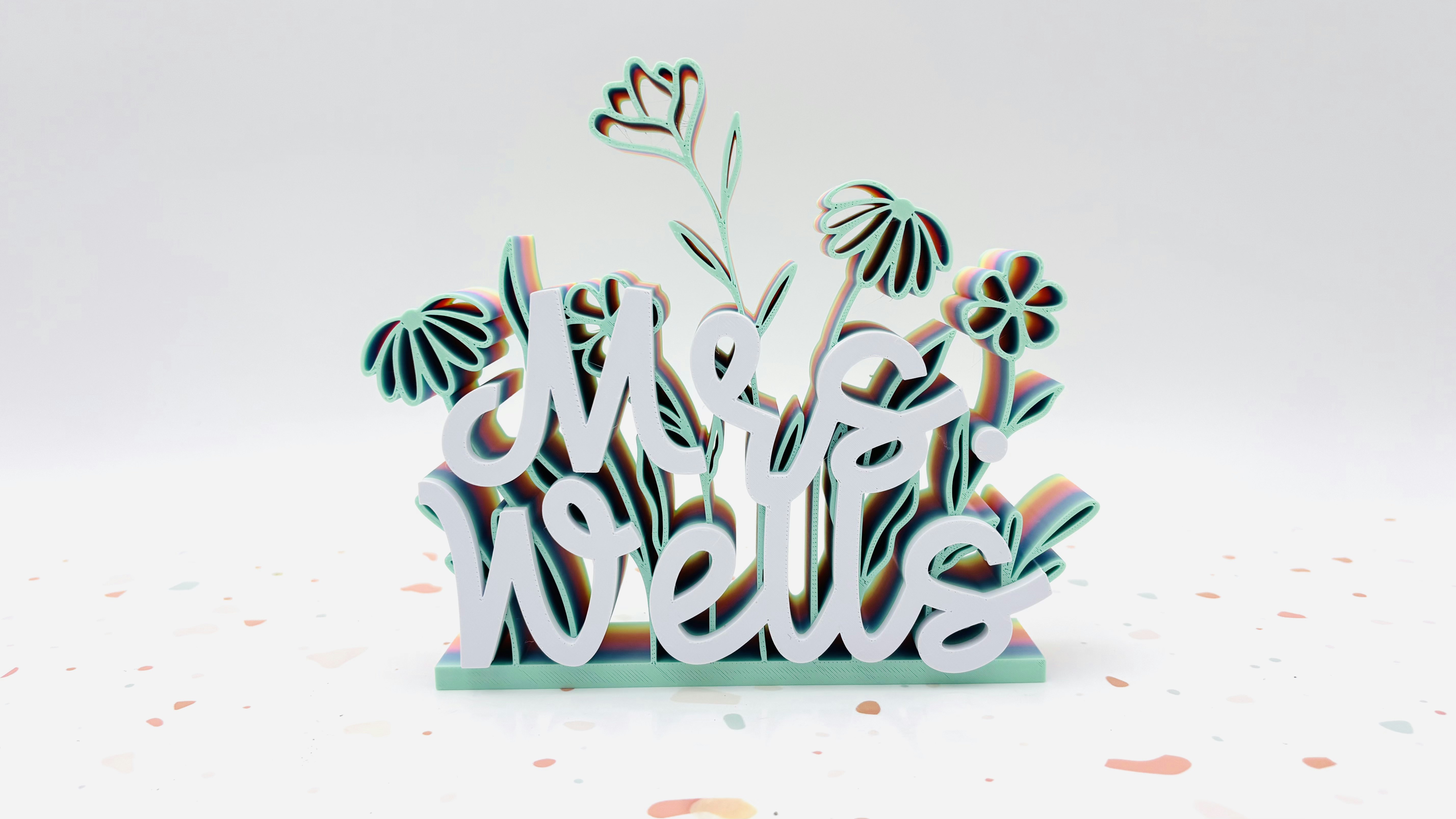 Floral Desk Sign - 3d Print