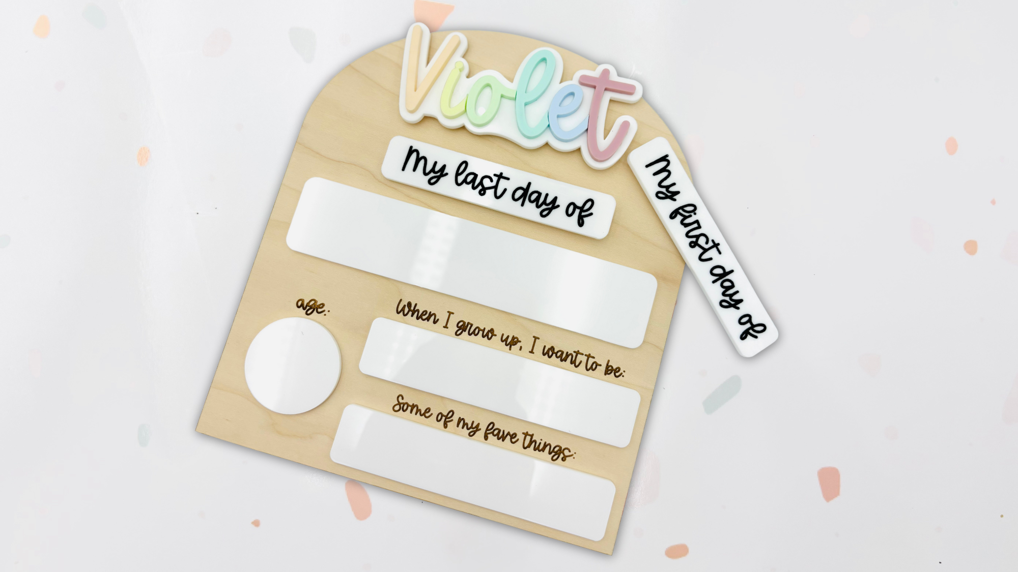 Rainbow Name Detailed First and Last Day of School Board