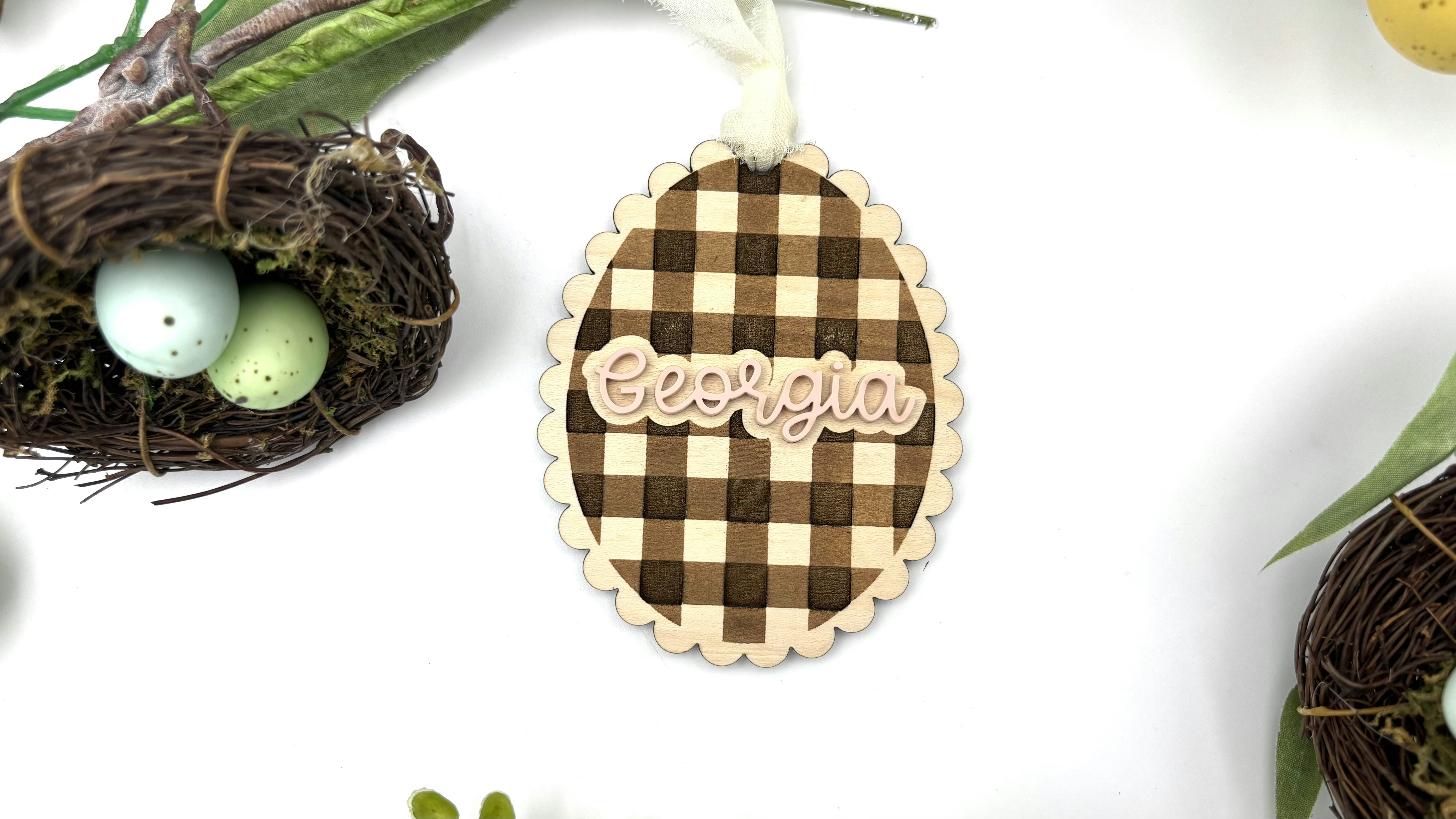 Gingham Easter Basket Tag