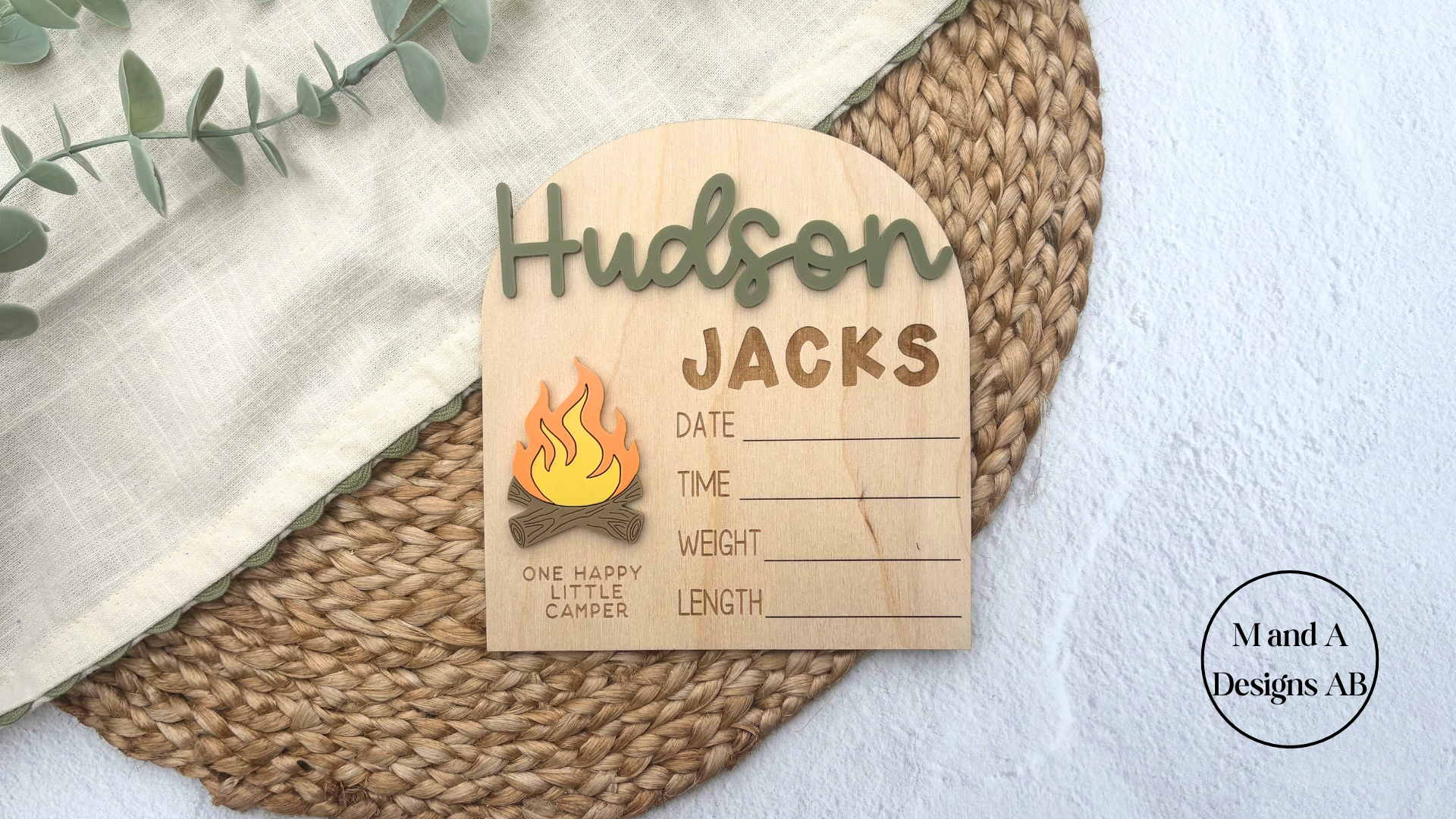 Happy Camper Birth Stat Sign