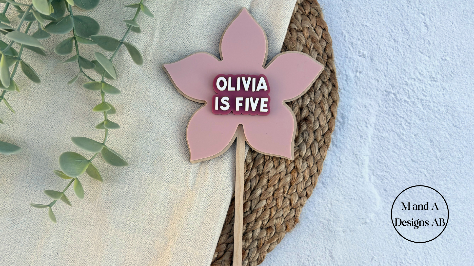 Double Layer Text Flower Cake Topper