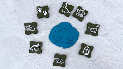 Dino Playdough Stamps 3D Printed Set