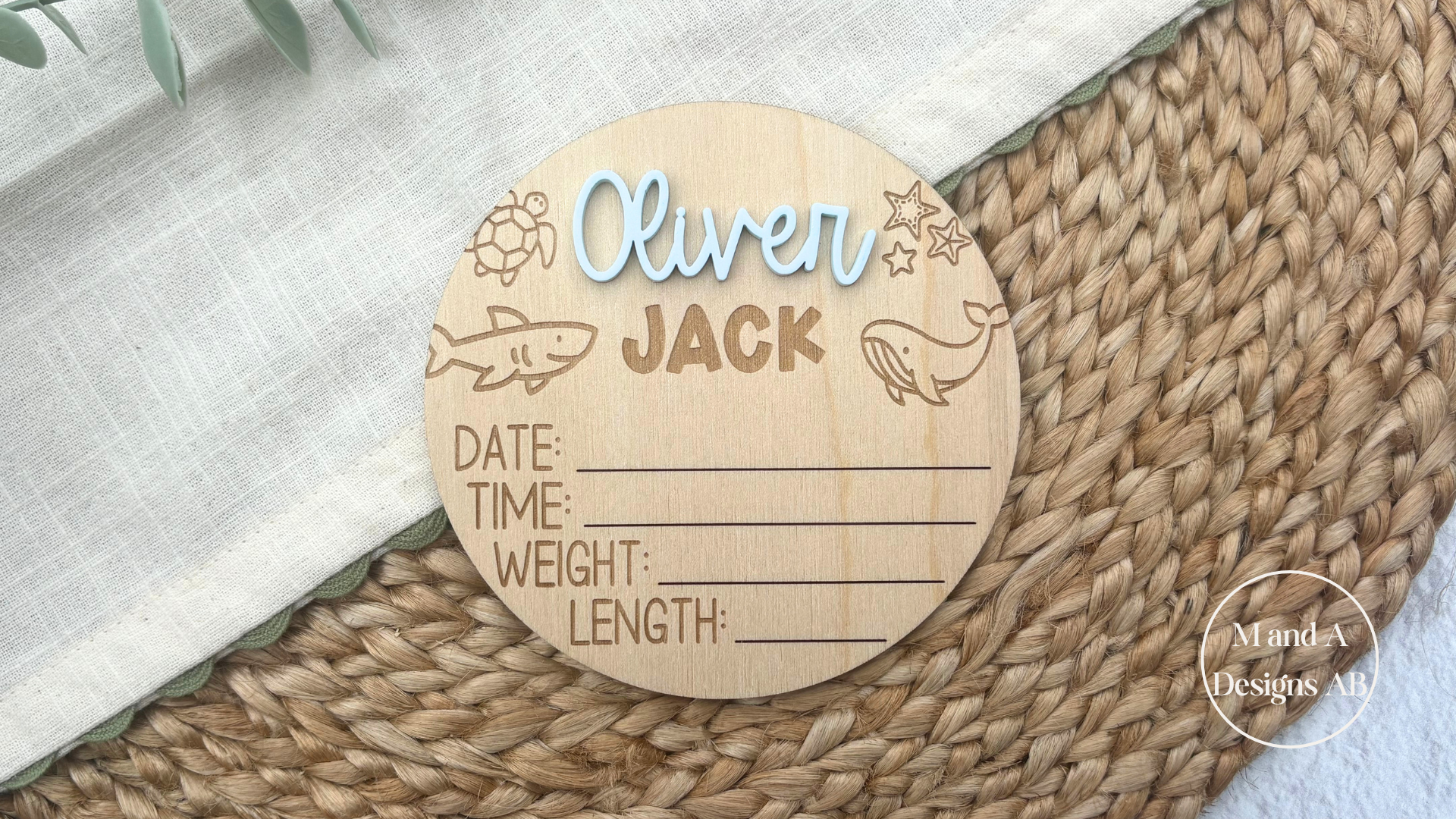 Sea Creature Round Birth Stat Sign