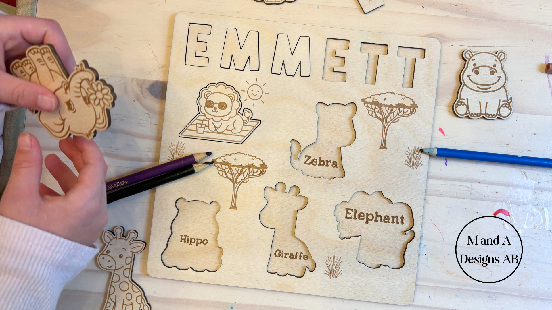 Safari Colour Me Name Puzzle