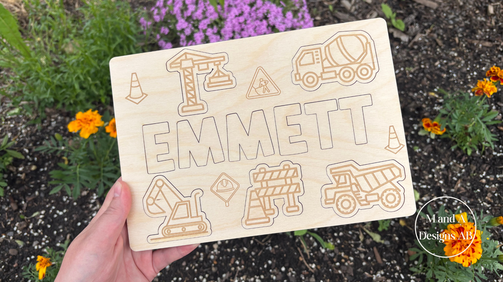 Construction Colour Me Name Puzzle