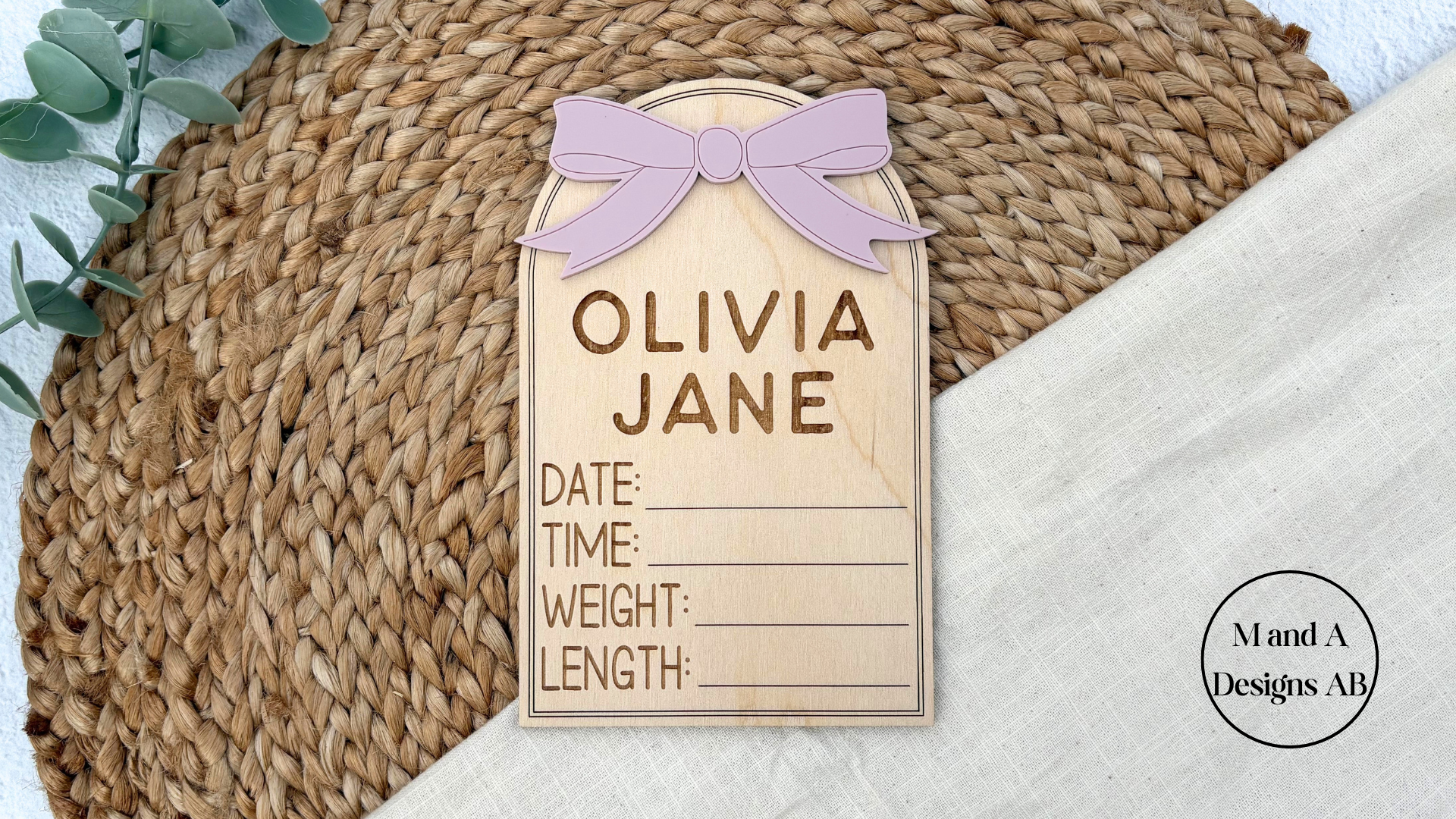 Bow Arch Birth Stat Sign
