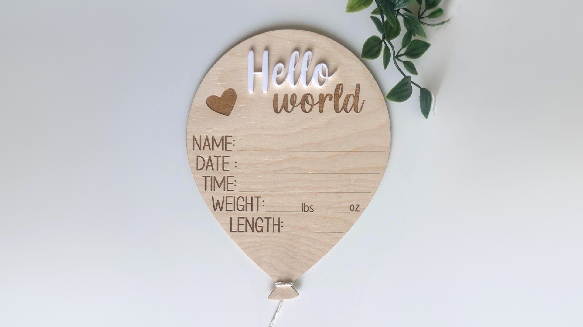 Hello World Birth Stat Balloon With Emoji
