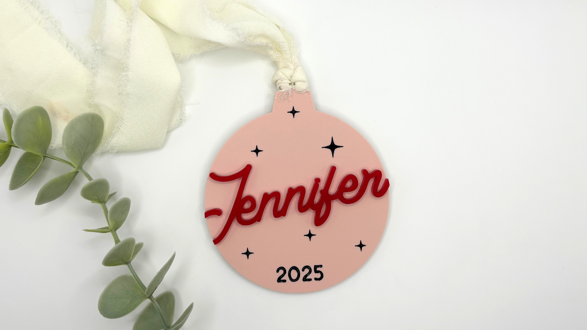 3D Name Circle Sparkle Ornament