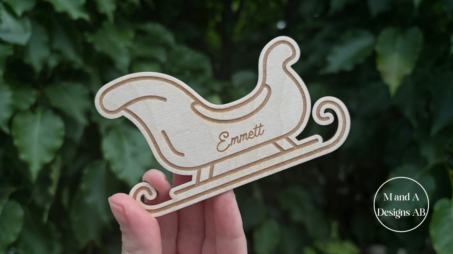 Sleigh Christmas Holiday Name Place Card