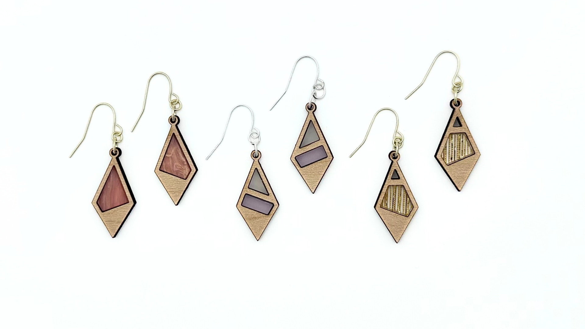 Diamond Cutout Inlay Earrings