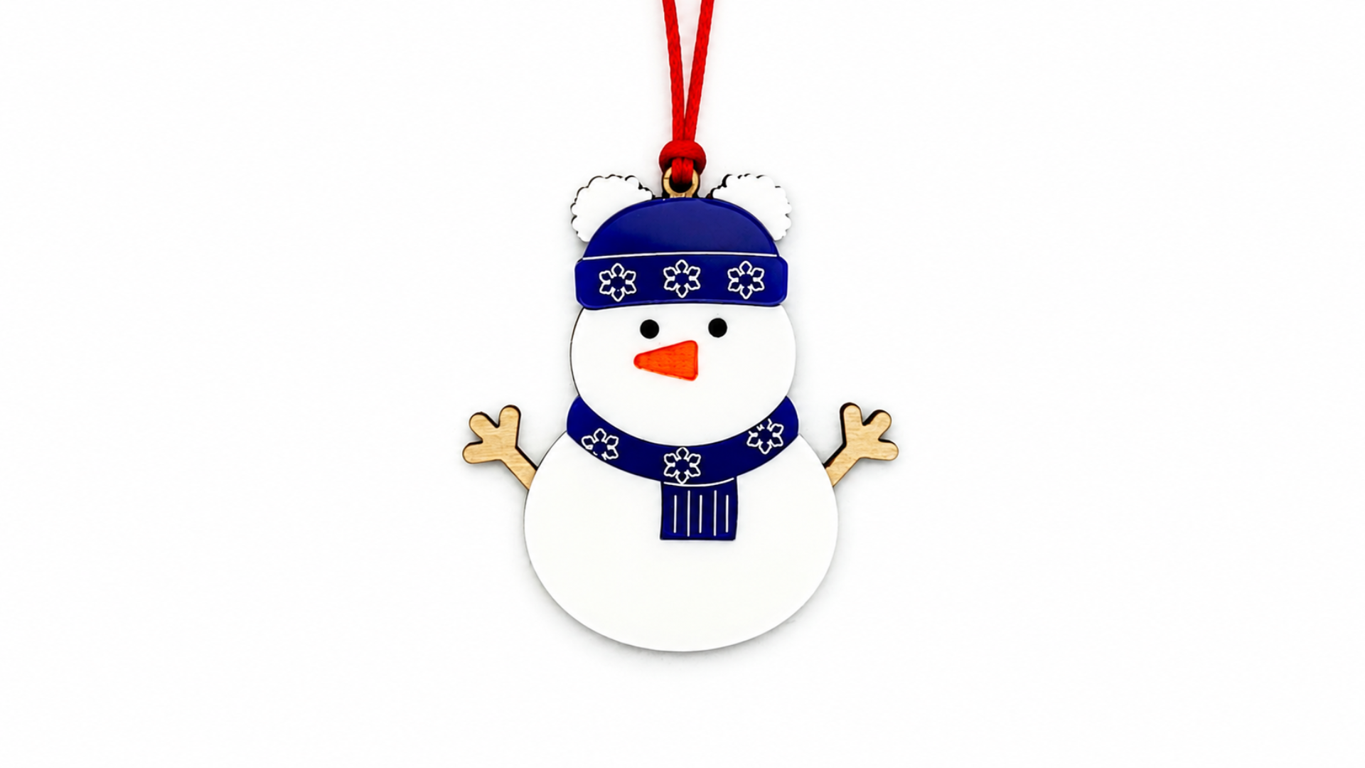 Snowman with Pom-Pom Beanie Ornament