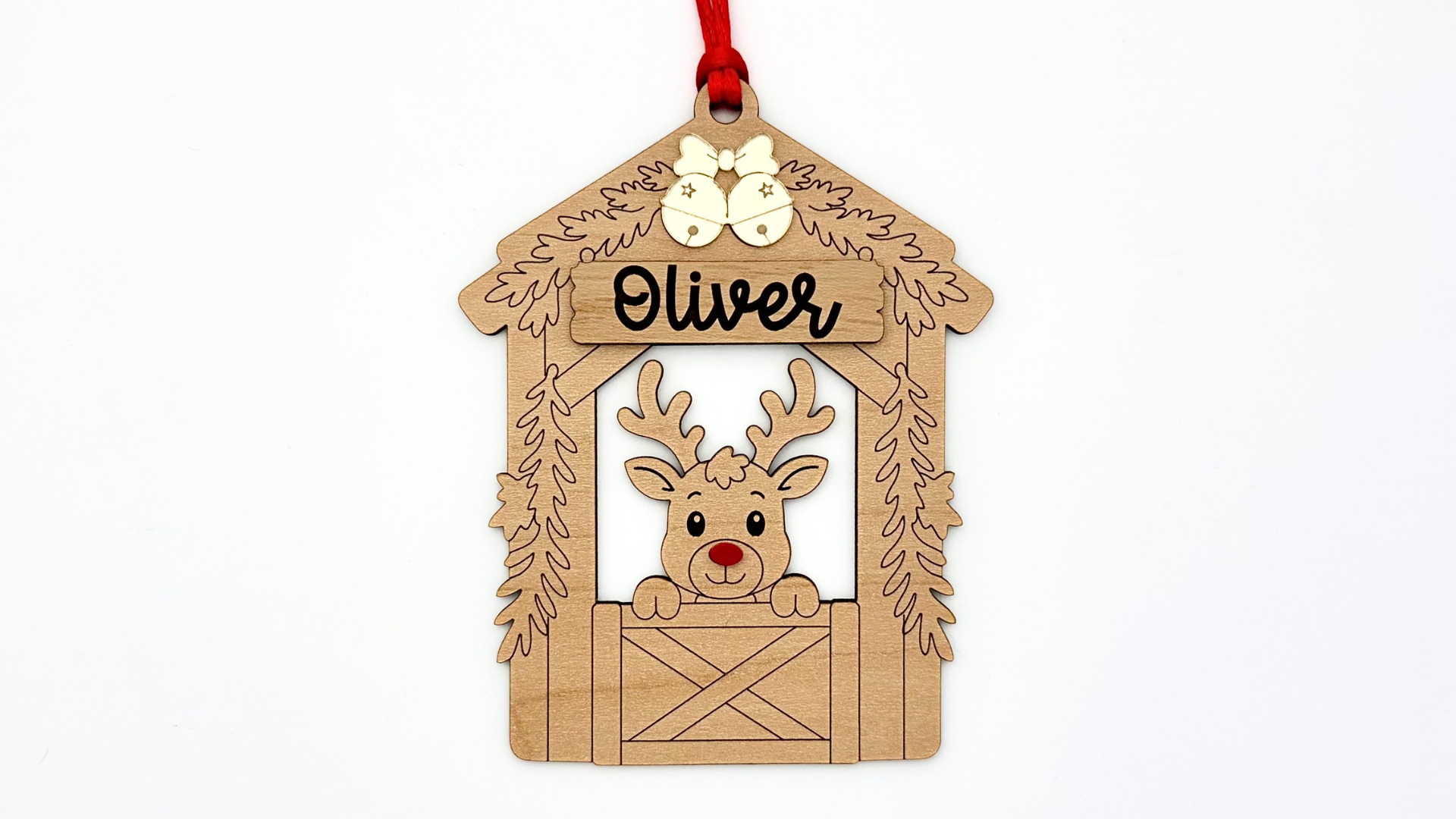 Personalized Reindeer Barn Ornament