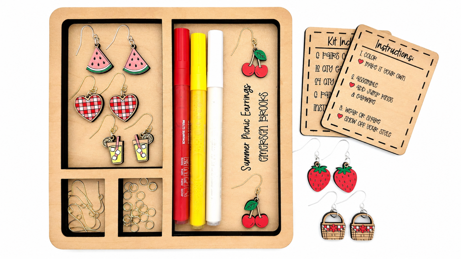 DIY Summer Picnic Earrings Coloring Kit