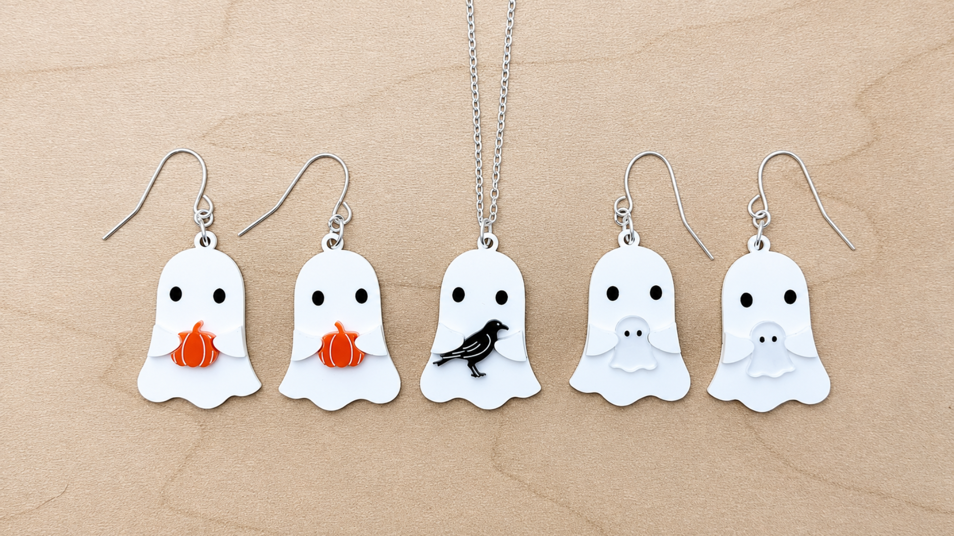 Hugging Ghost Earrings or Pendant