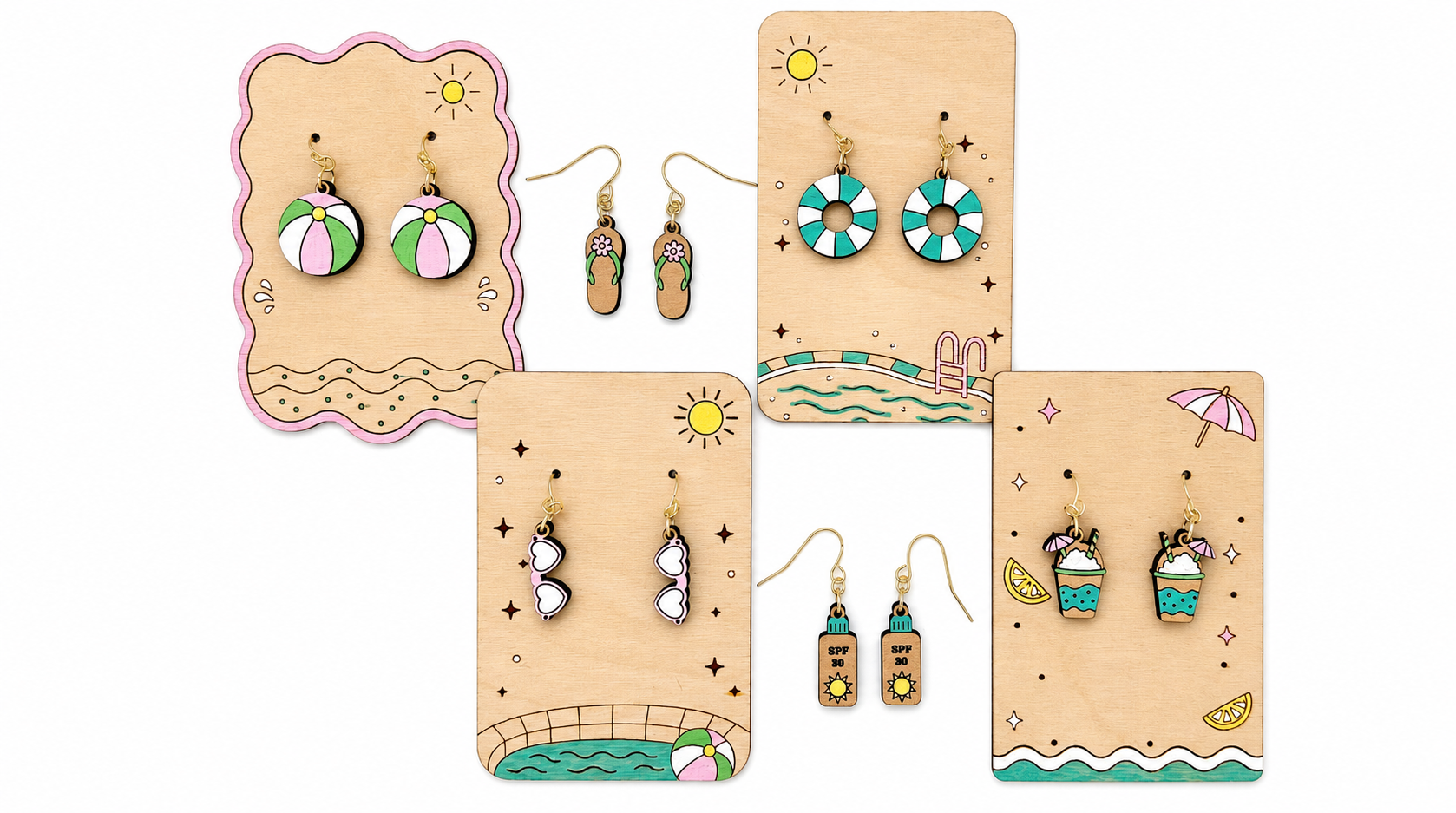 DIY Pool Party Earrings Coloring Kit