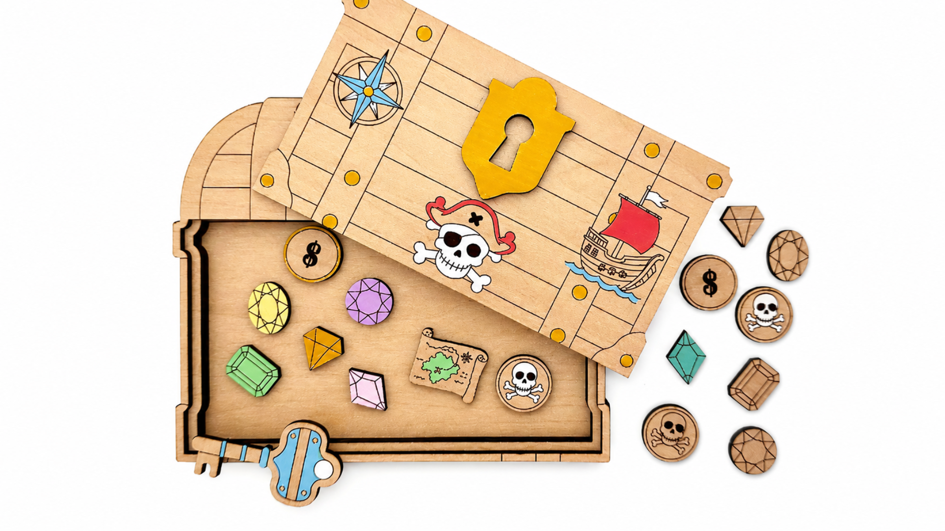DIY Pirate Treasure Chest Coloring Set