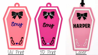Coffin with Bow Bag Tag