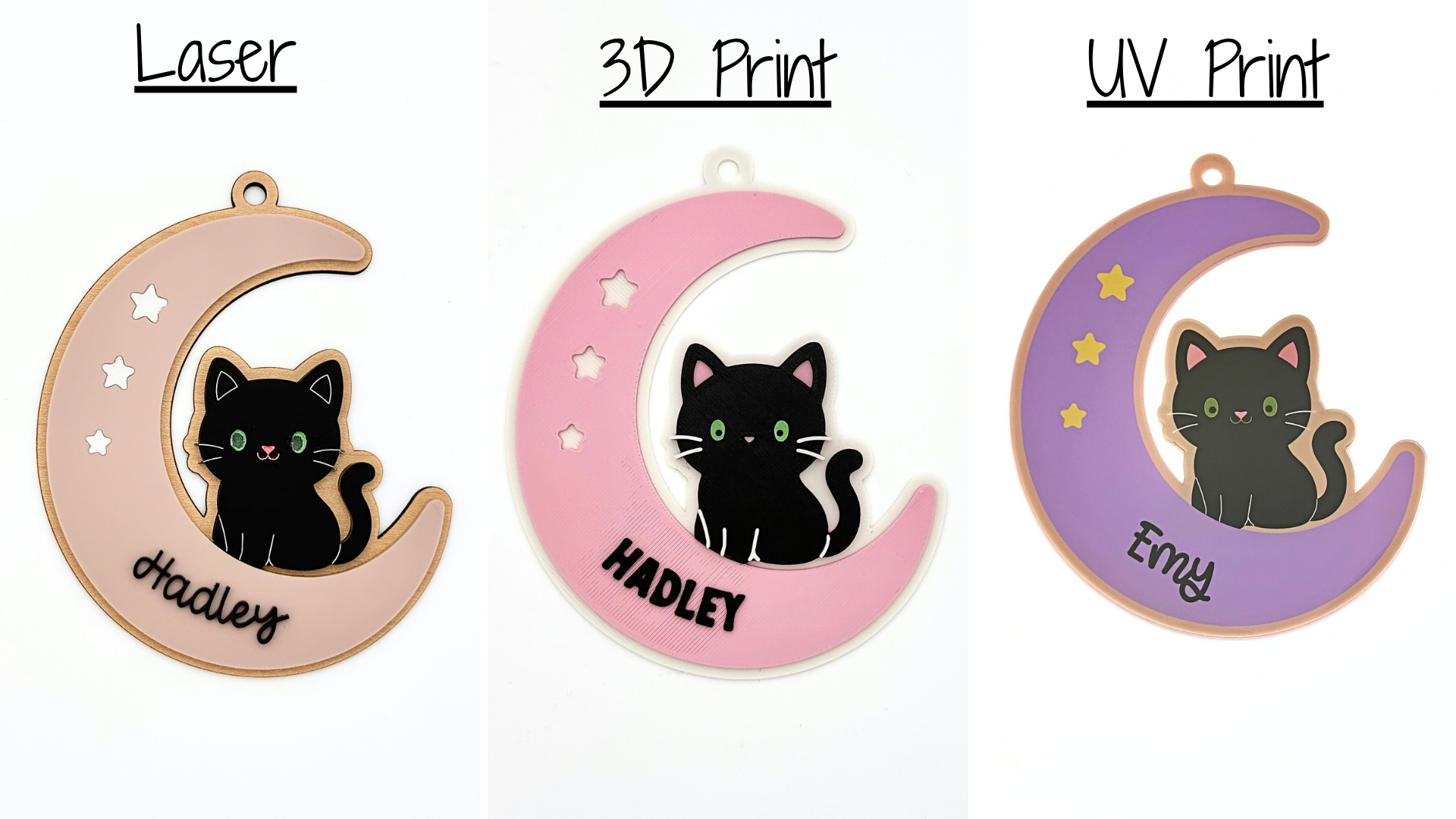 Crescent Moon Kitten Bag Tag