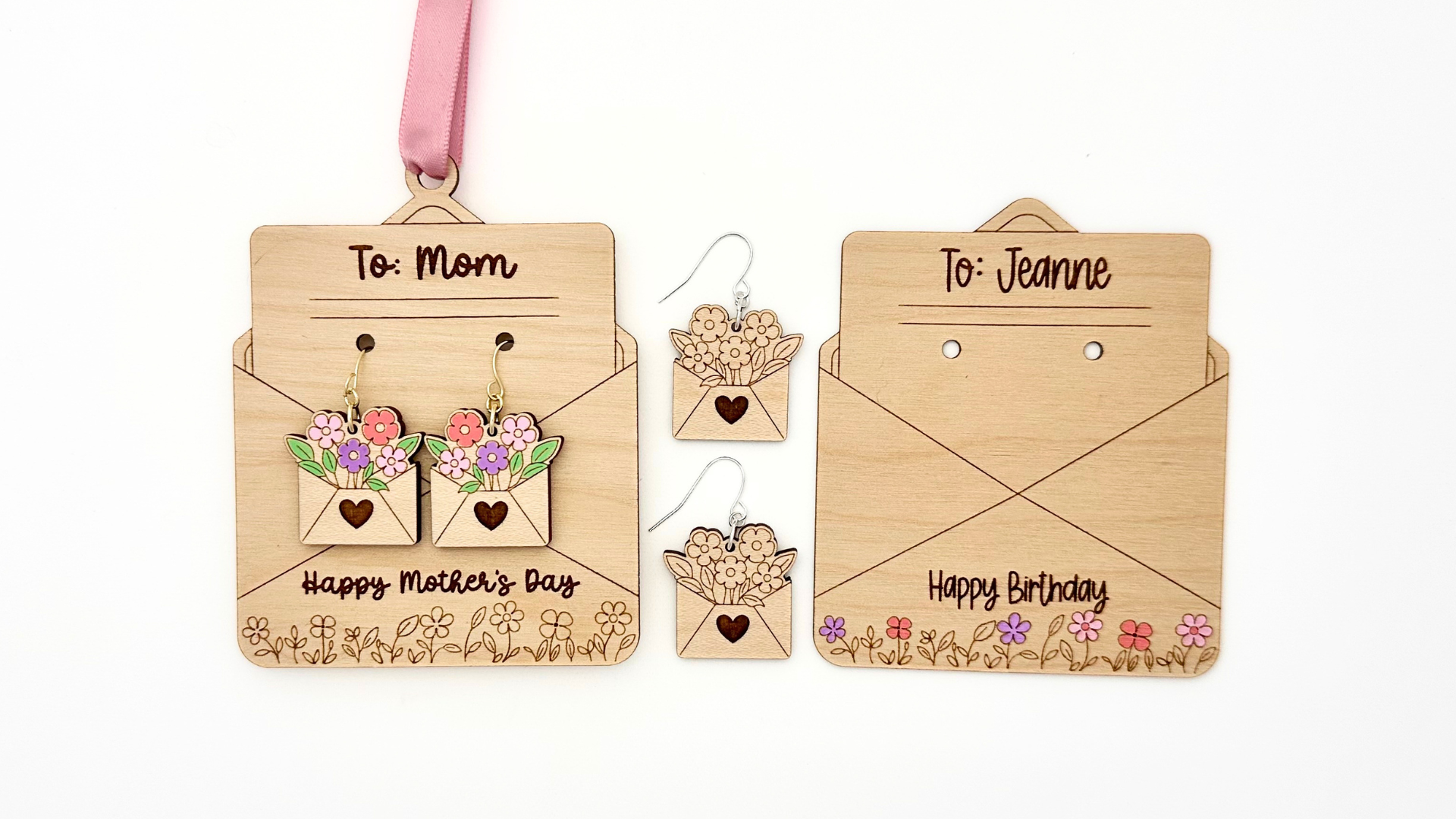 Floral Envelope Earrings and Card