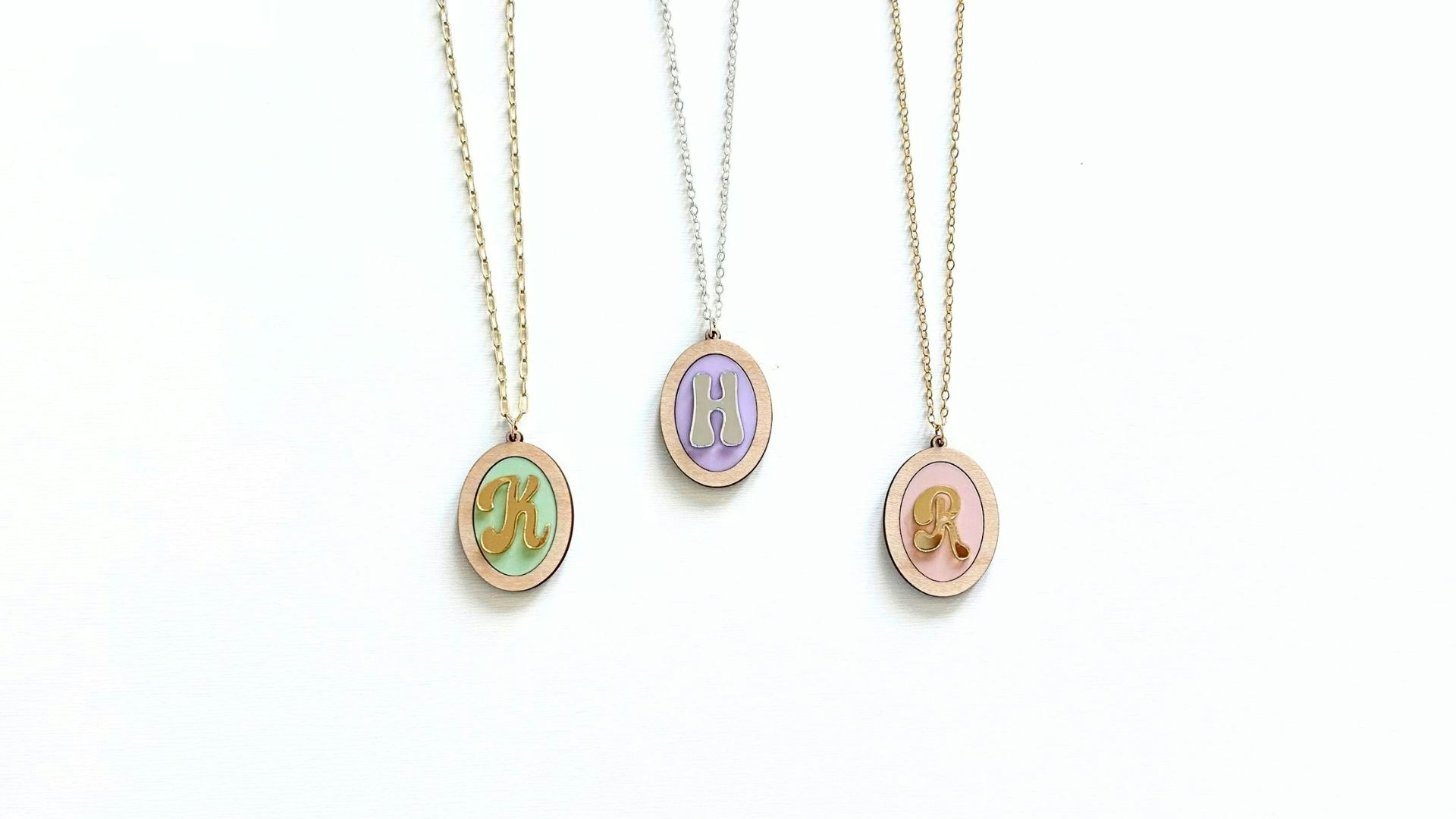 Initial Oval Inlay Pendant