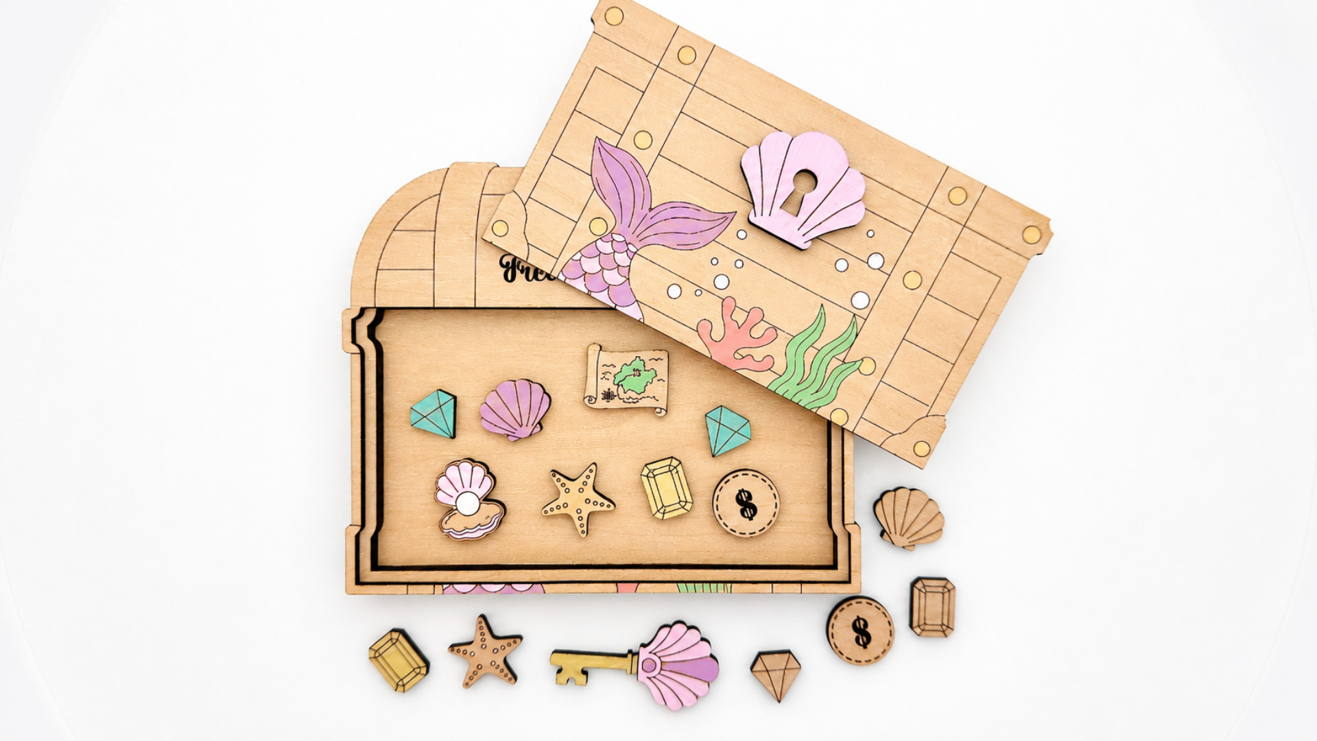 DIY Seashell Treasure Chest Coloring Set