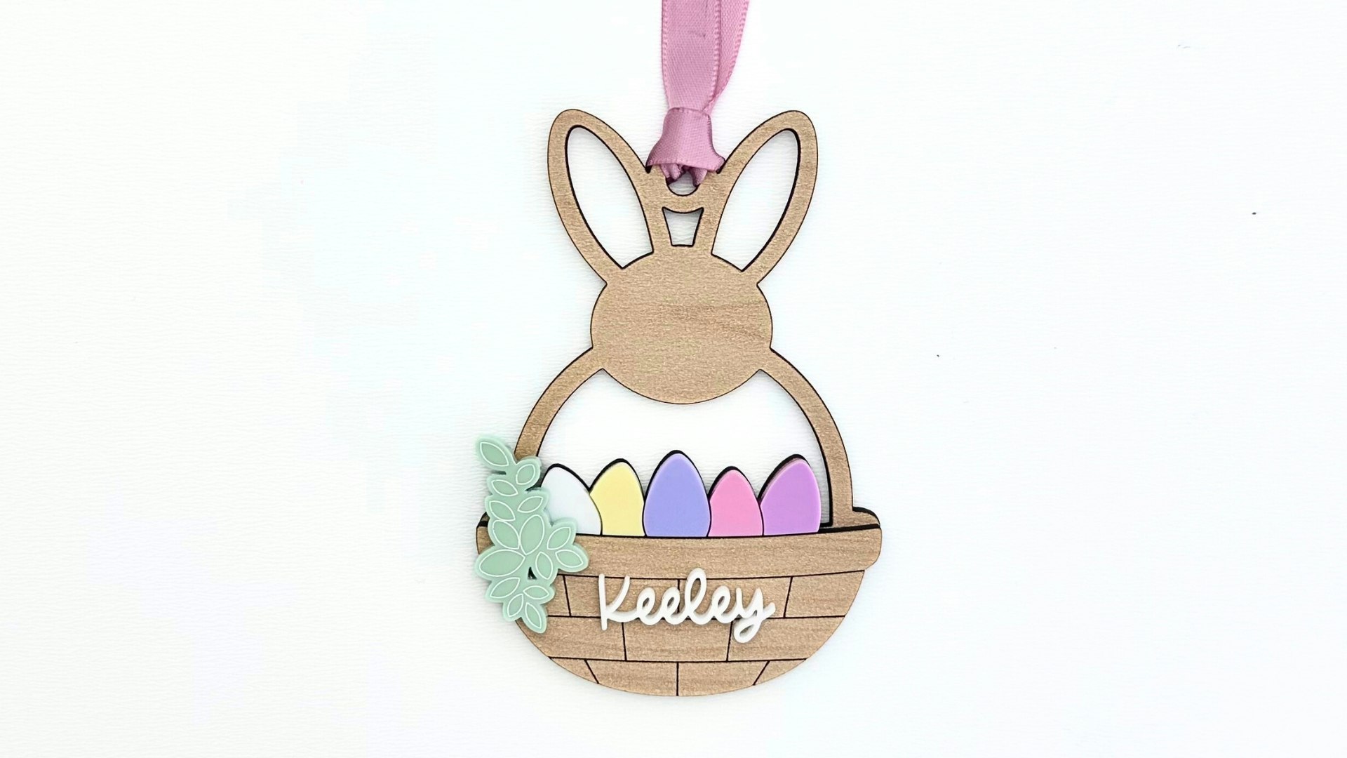 Bunny with Eggs Basket Tag