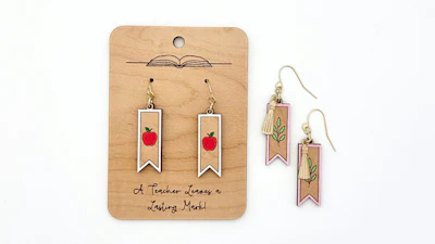 Teacher Appreciation Bookmark Earrings and Card