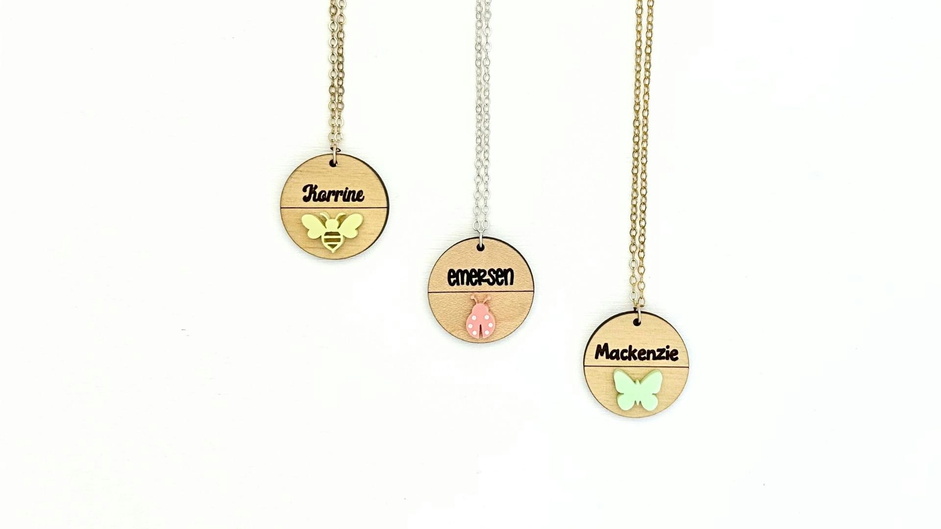 Personalized Circle Pendants with Bug Accents