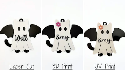 Ghost Cat Bat Bag Tag