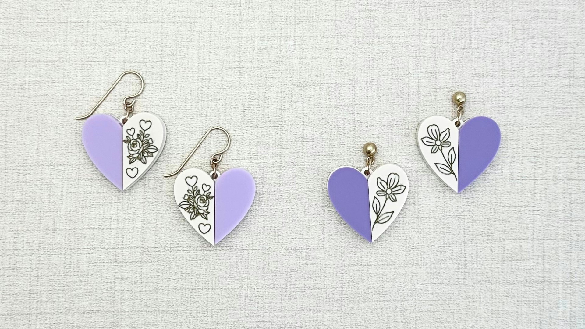 Floral Split Heart Earrings