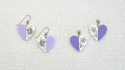Floral Split Heart Earrings