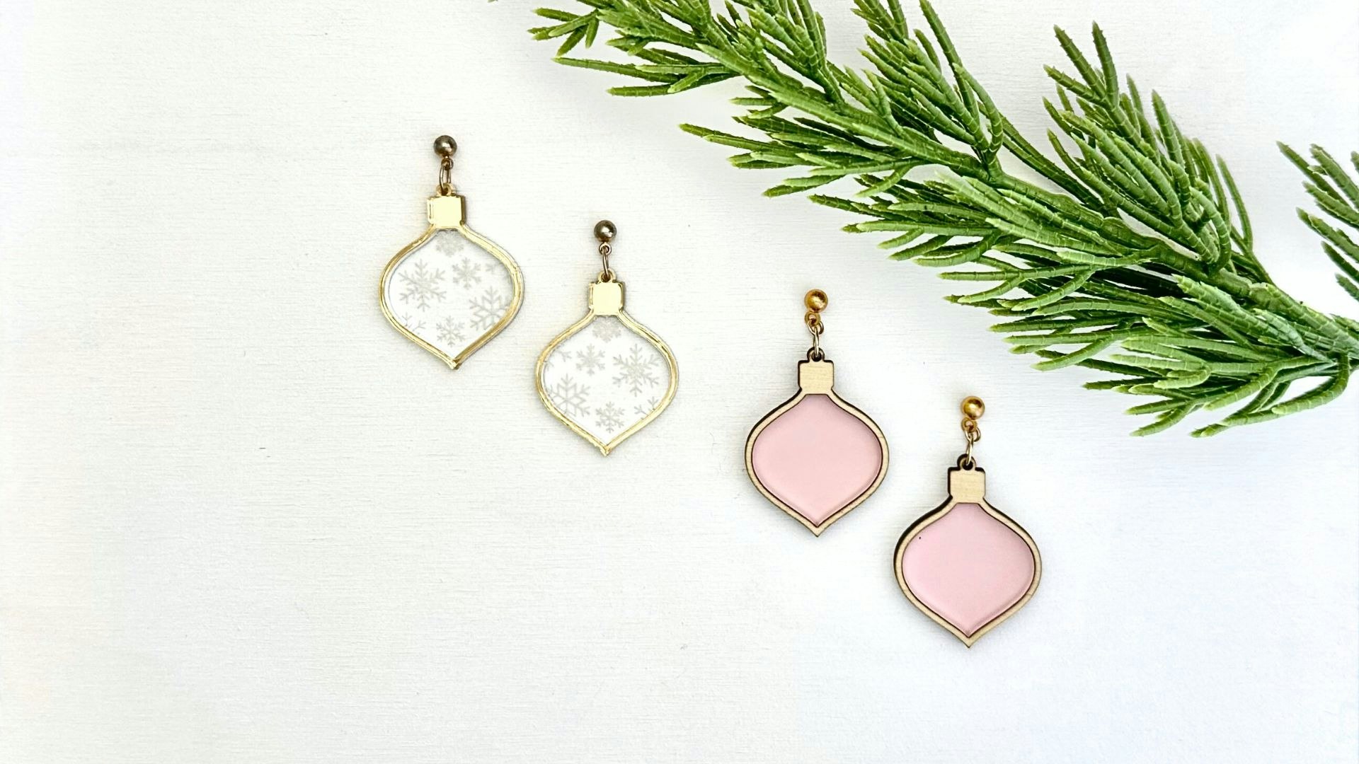 Christmas Ornament Inlay Earrings