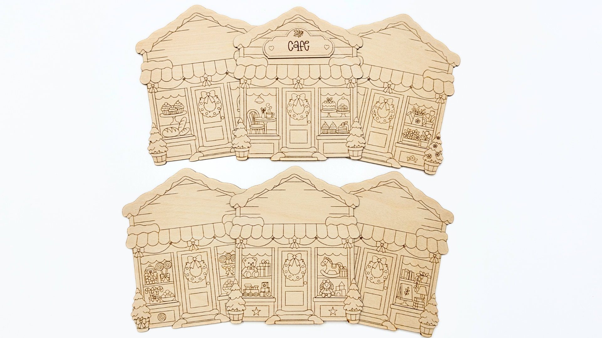 DIY Winter City Buildings Coloring Set