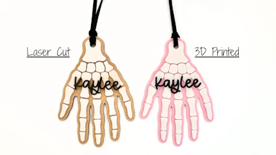 Personalized Skeleton Hand Bag Tag Laser and 3D